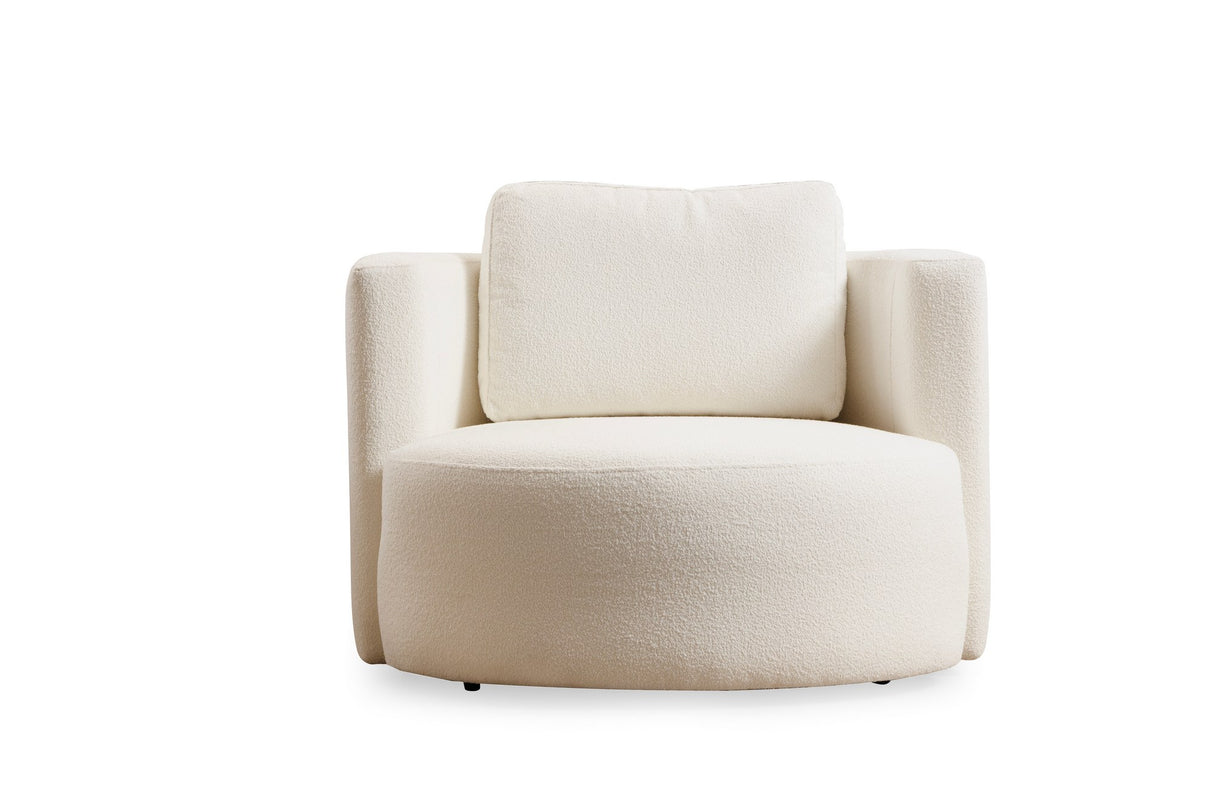 Ronde fauteuil crème bouclé Fern