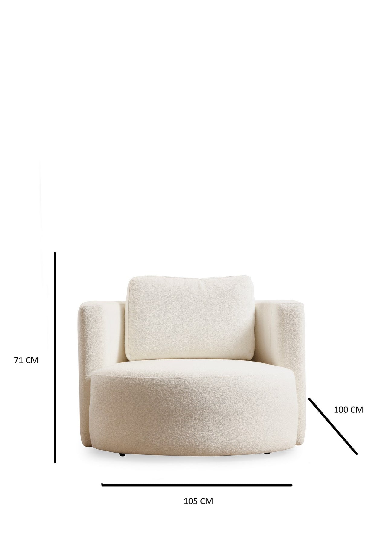 Ronde fauteuil crème bouclé Fern