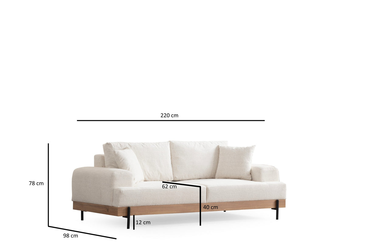 Banken - 3 - zits Bank Eti Wit - Naturel Houten Frame - Dimehouse