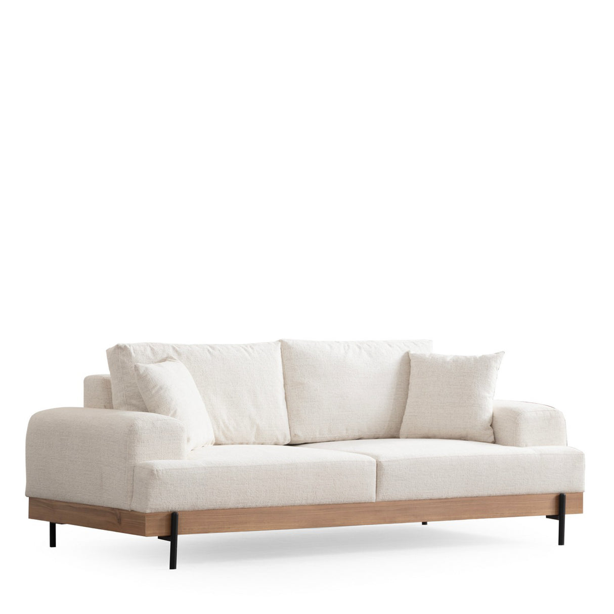 Banken - 3 - zits Bank Eti Wit - Naturel Houten Frame - Dimehouse