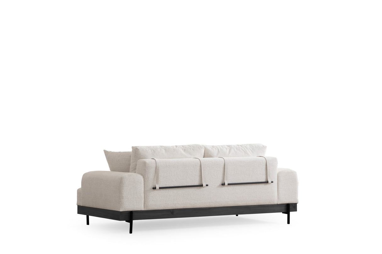 Banken - 3 - zits Bank Eti Wit - Zwart Houten Frame - Dimehouse