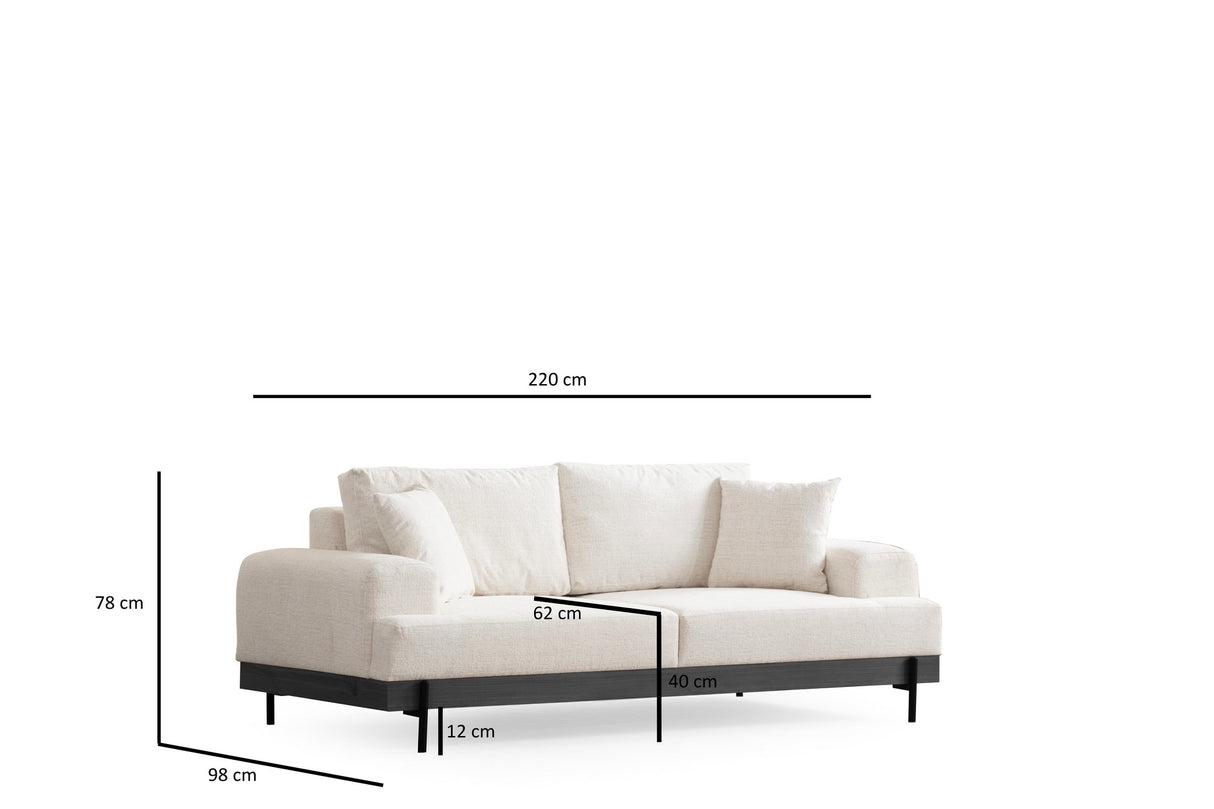 Banken - 3 - zits Bank Eti Wit - Zwart Houten Frame - Dimehouse