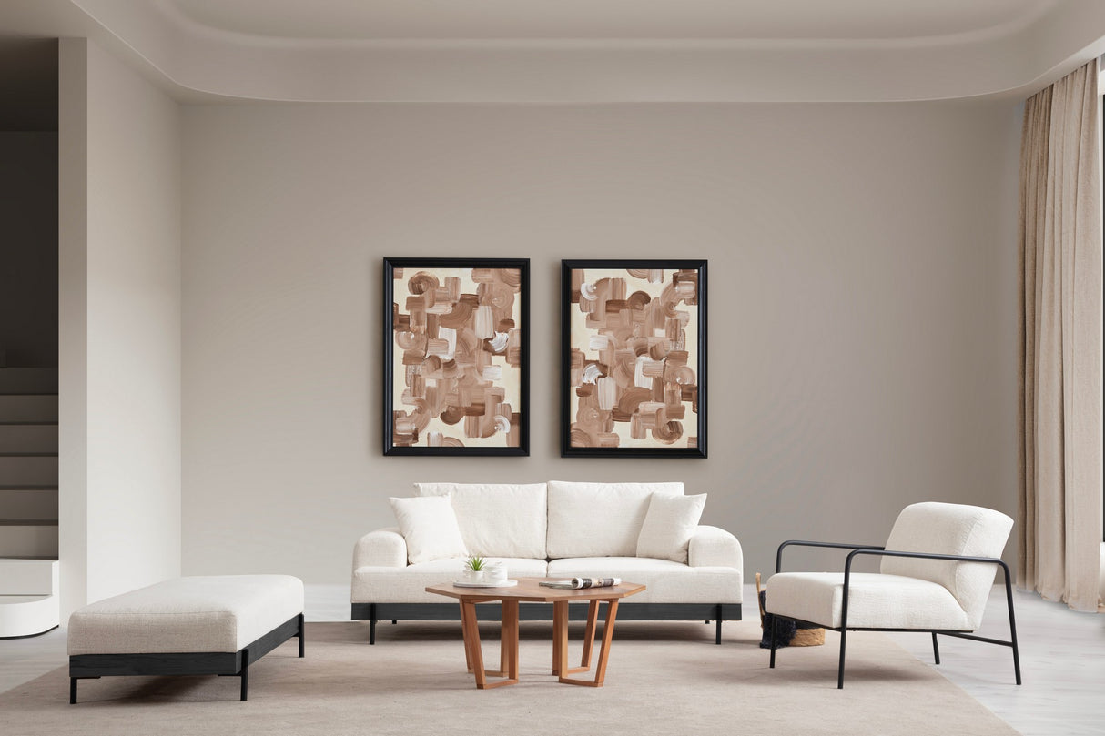 Banken - 3 - zits Bank Eti Wit - Zwart Houten Frame - Dimehouse