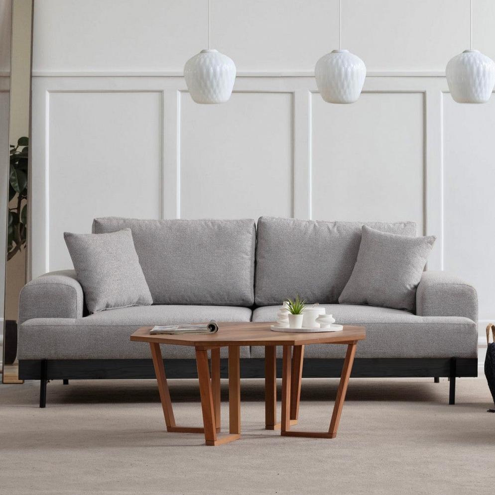 Banken - 3 - zits Bank Eti Grijs - Zwart Houten Frame - Dimehouse