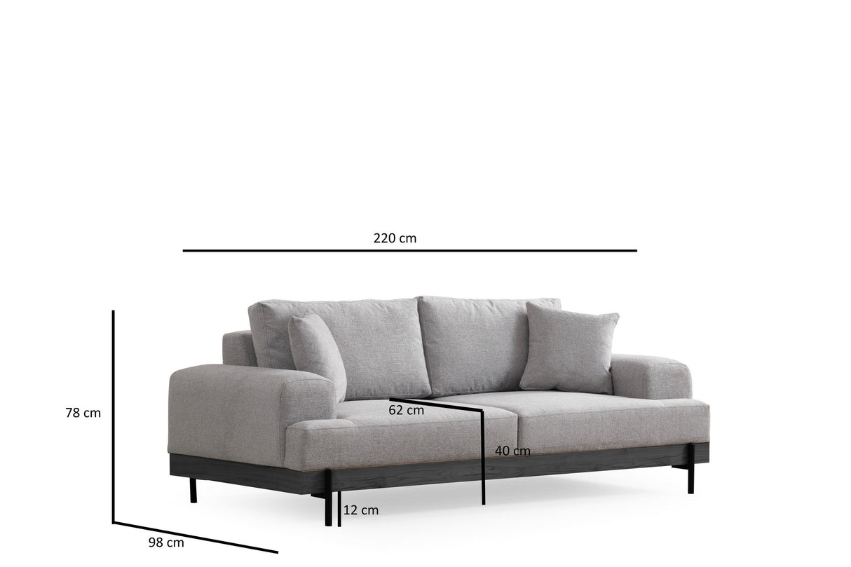 Banken - 3 - zits Bank Eti Grijs - Zwart Houten Frame - Dimehouse