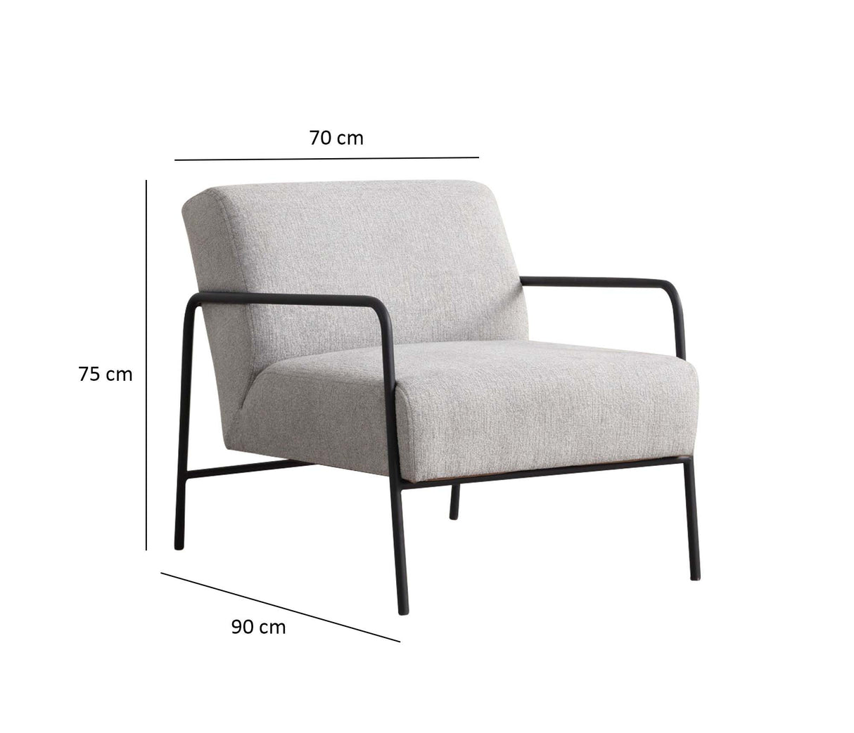 Moderne Fauteuil Eti Grijs Stof - Zwart Frame