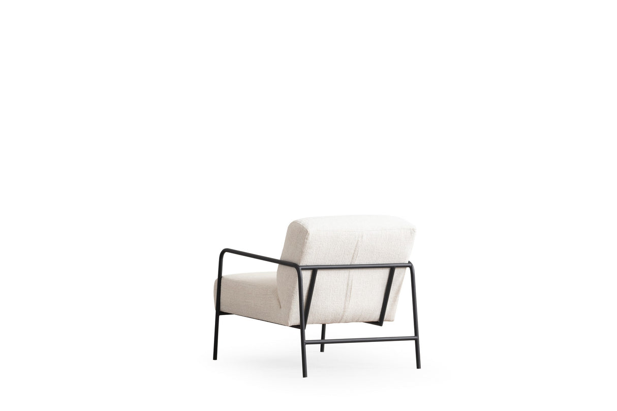Moderne Fauteuil Eti Wit Stof - Zwart Frame