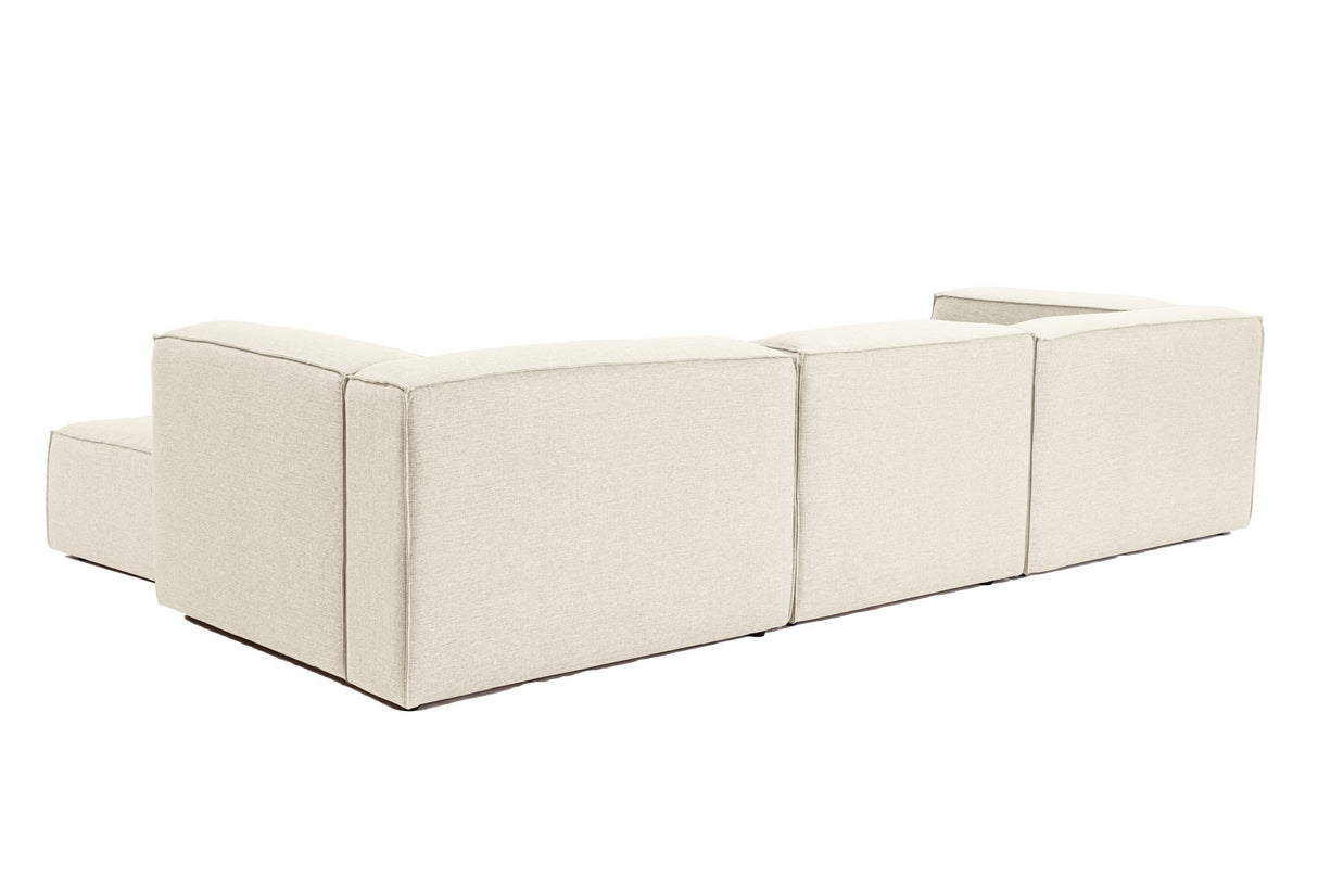 Modulaire hoekbank met losse hocker ecru beige linnen stof Fora - links