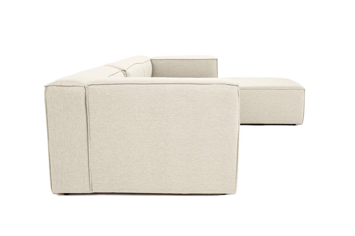 Modulaire hoekbank met losse hocker ecru beige linnen stof Fora - links