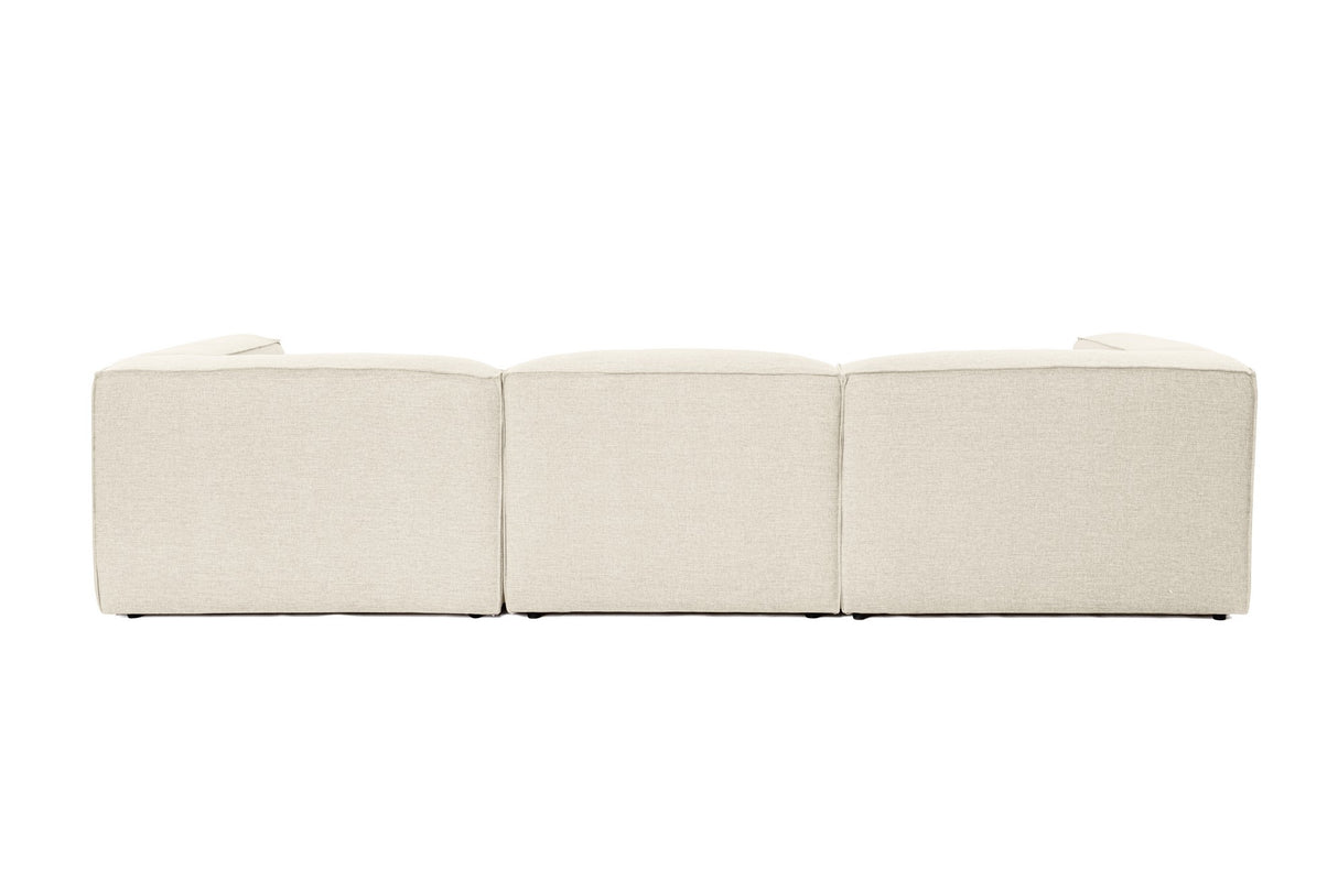 Modulaire hoekbank met losse hocker ecru beige linnen stof Fora - links