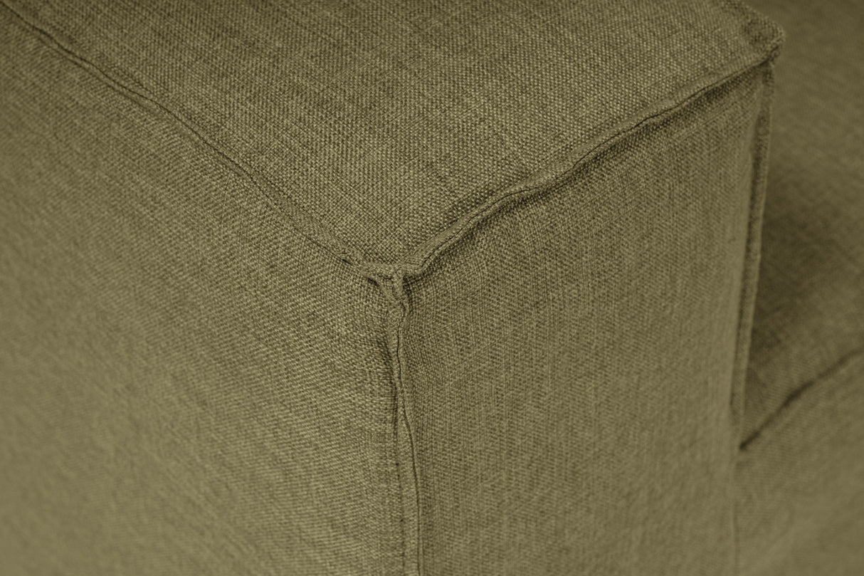 Modulaire hoekbank Fora met losse hocker linnen stof - groen