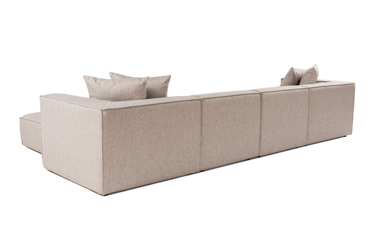Modulaire XXL hoekbank beige linnen 430 cm breed Sora - rechts
