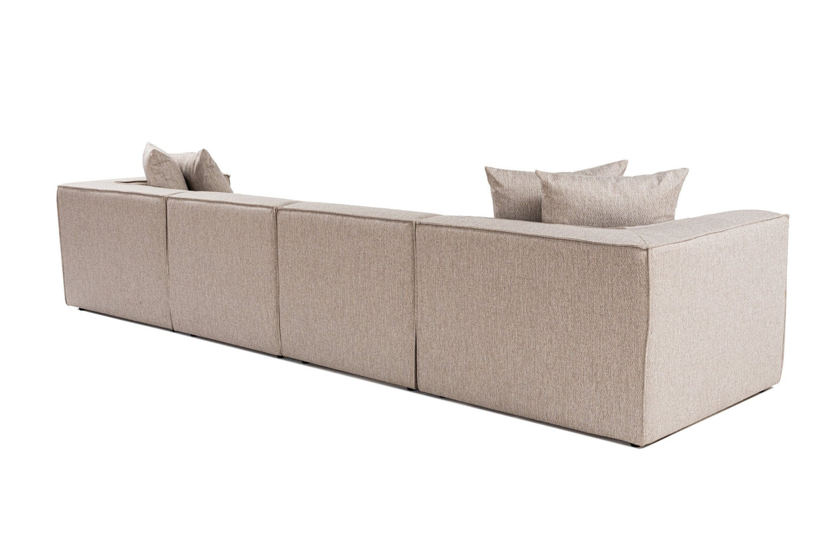 Banken - Modulaire XXL hoekbank beige linnen 430 cm breed Sora - Dimehouse