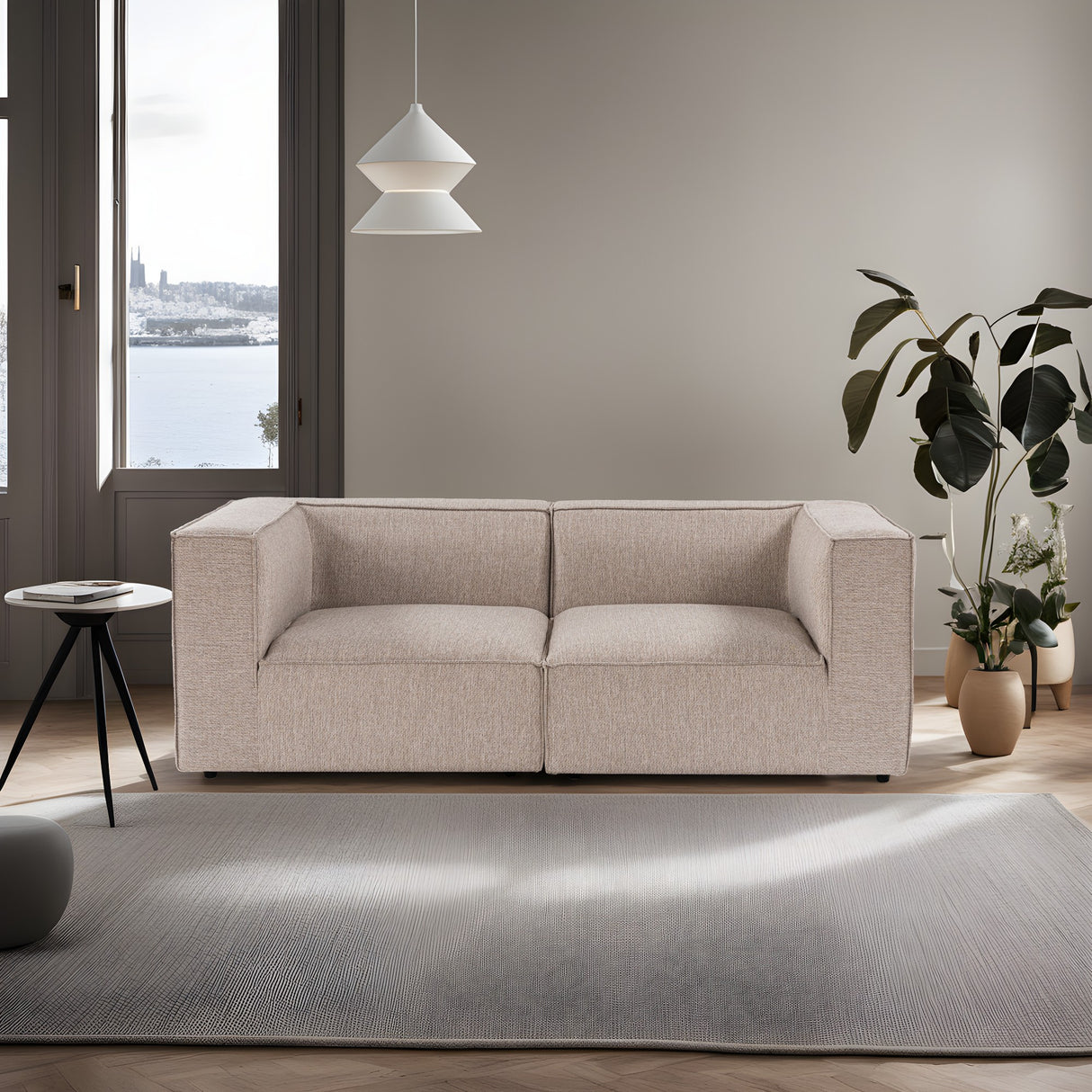 Modulaire XXL 2-zits bank Sora 220 cm breed in Beige linnen