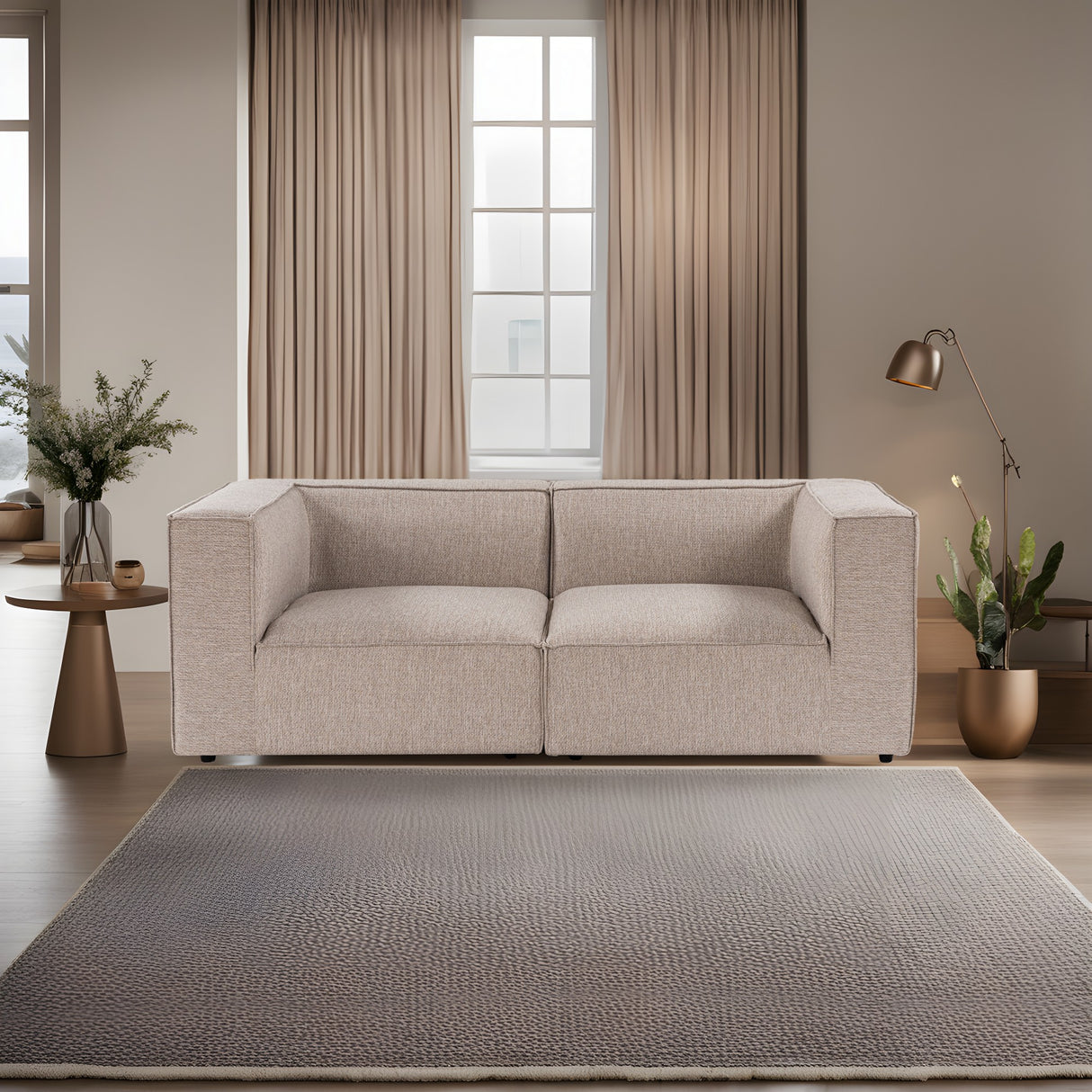 Modulaire XXL 2-zits bank Sora 220 cm breed in Beige linnen