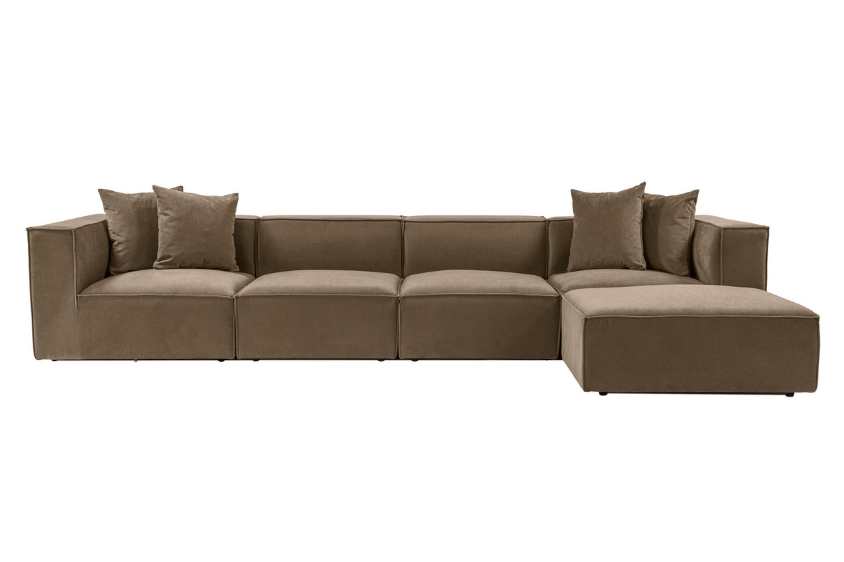 Banken - Modulaire XXL hoekbank taupe linnen 430 cm breed Sora - Dimehouse