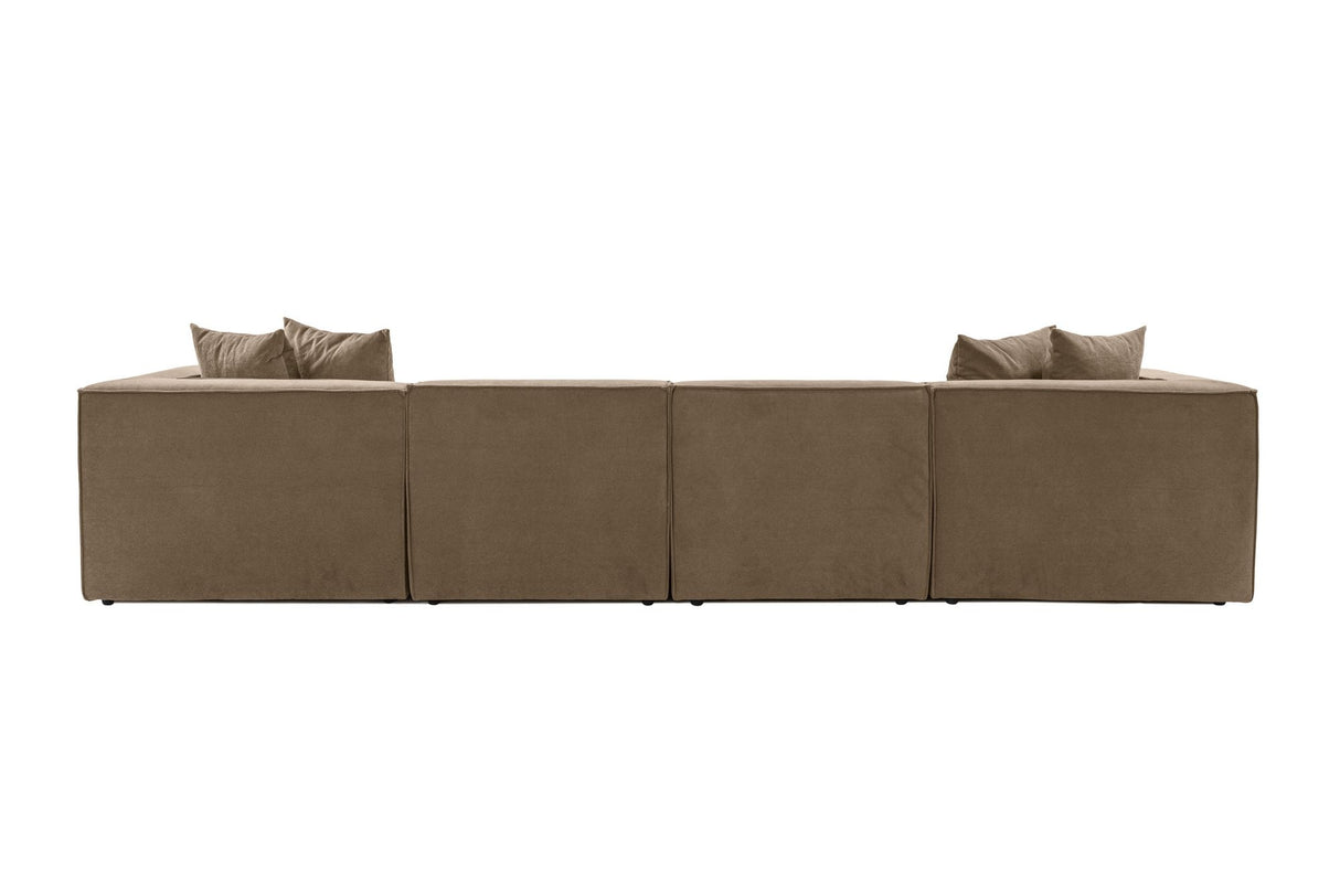 Banken - Modulaire XXL hoekbank taupe linnen 430 cm breed Sora - Dimehouse