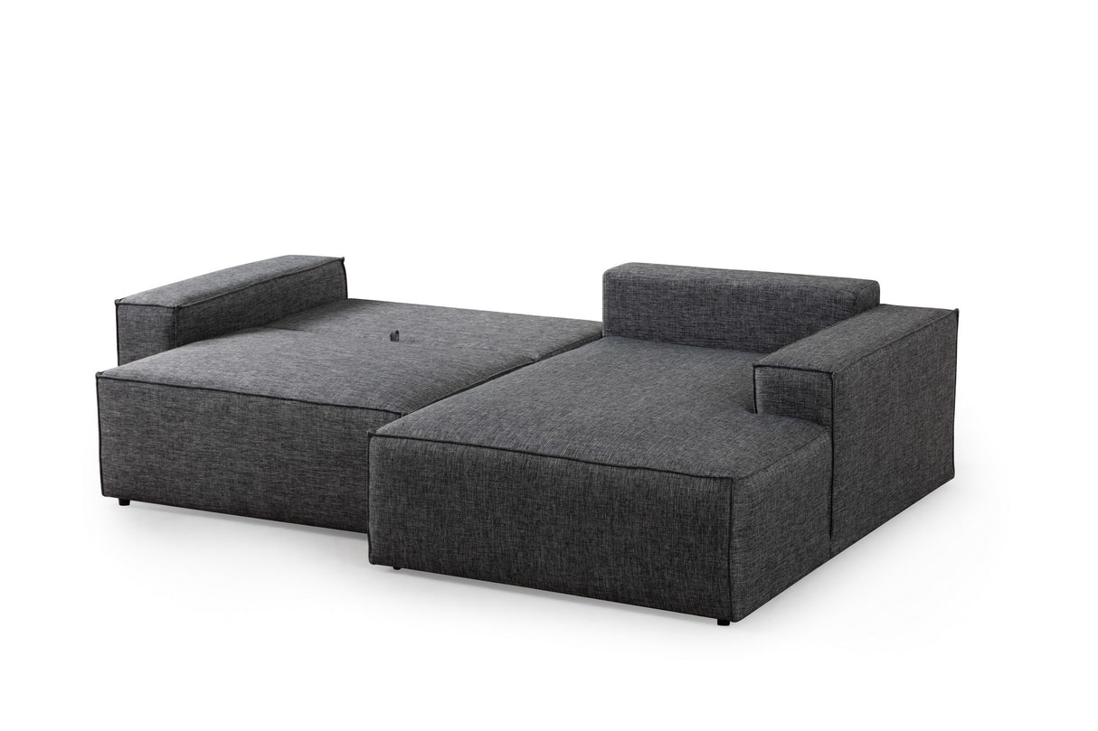 Banken - Slaapbank Antraciet stof - met opbergruimte - Rechts - 260 x 170 cm - Pirlo - Dimehouse
