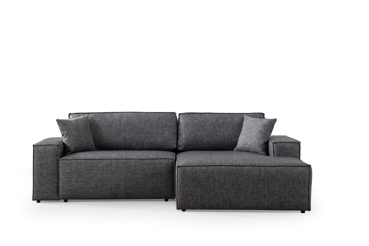 Banken - Slaapbank Antraciet stof - met opbergruimte - Rechts - 260 x 170 cm - Pirlo - Dimehouse