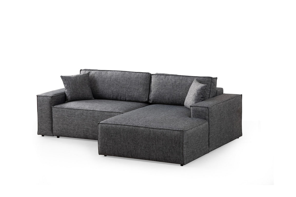 Banken - Slaapbank Antraciet stof - met opbergruimte - Rechts - 260 x 170 cm - Pirlo - Dimehouse