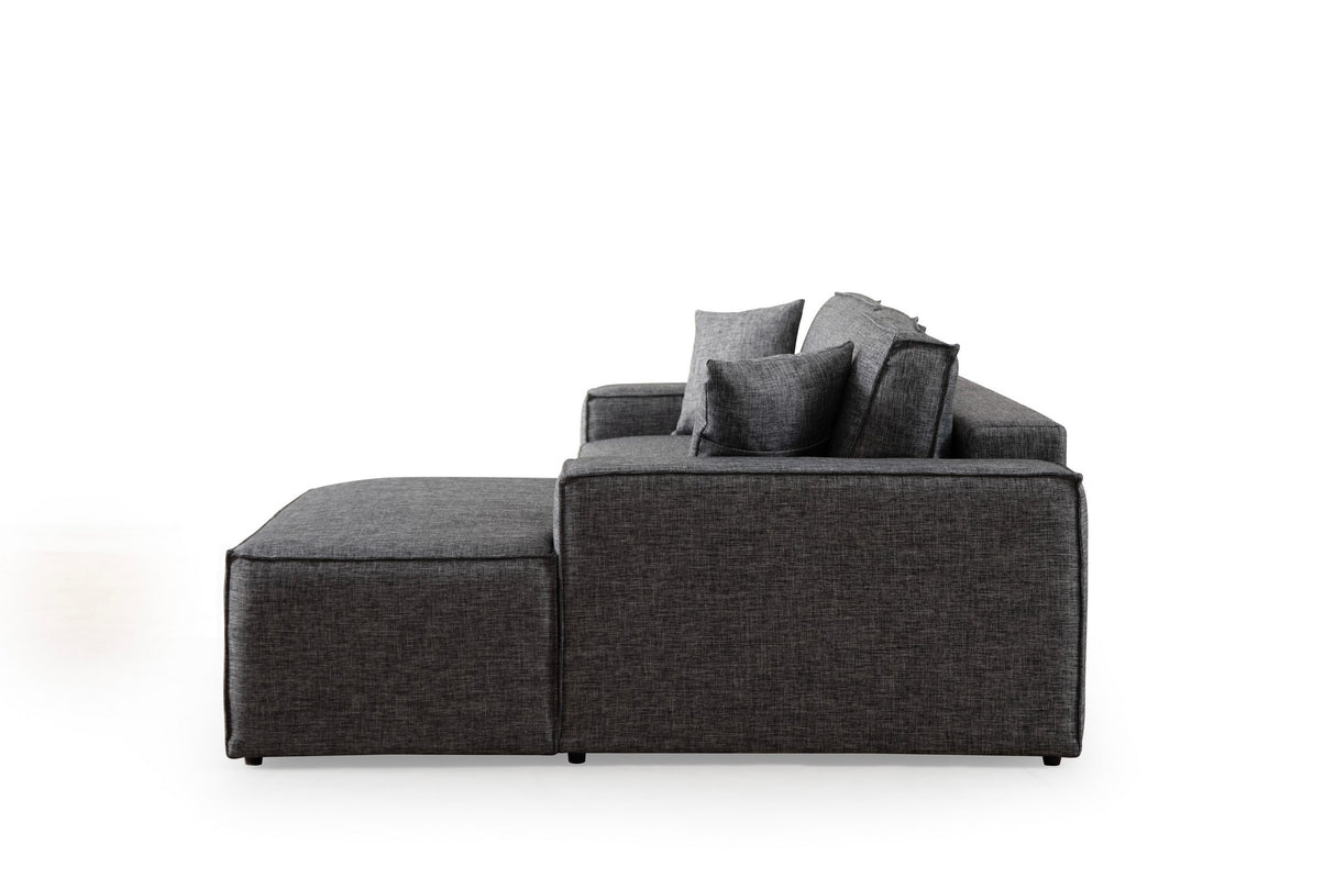 Banken - Slaapbank Antraciet stof - met opbergruimte - Rechts - 260 x 170 cm - Pirlo - Dimehouse