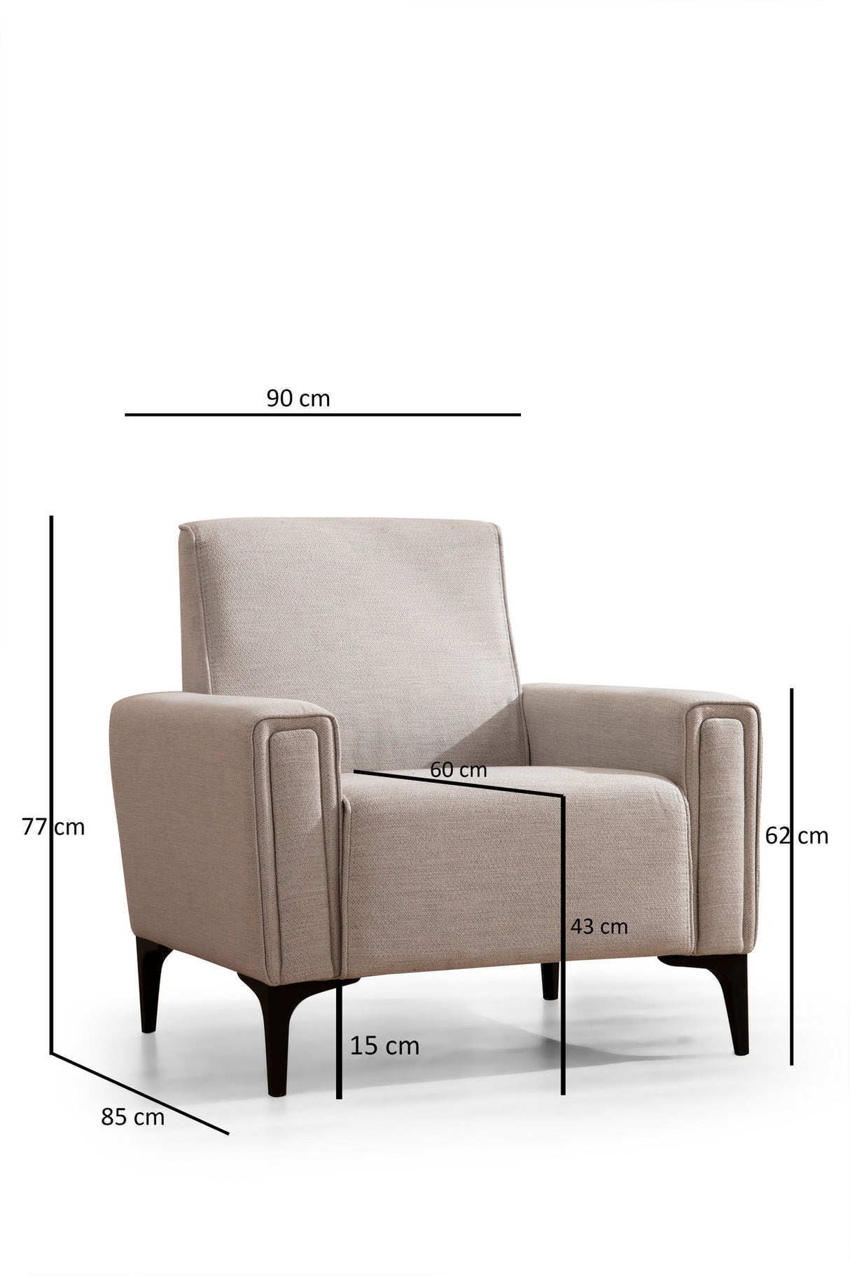 Moderne fauteuil ecru gemêleerde stof Horizon