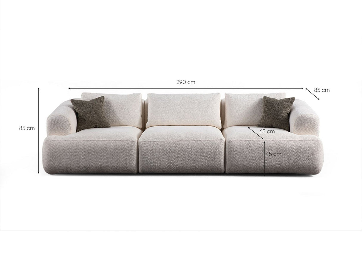 Sofia 3-zitsbank wit 290 cm 100% polyester