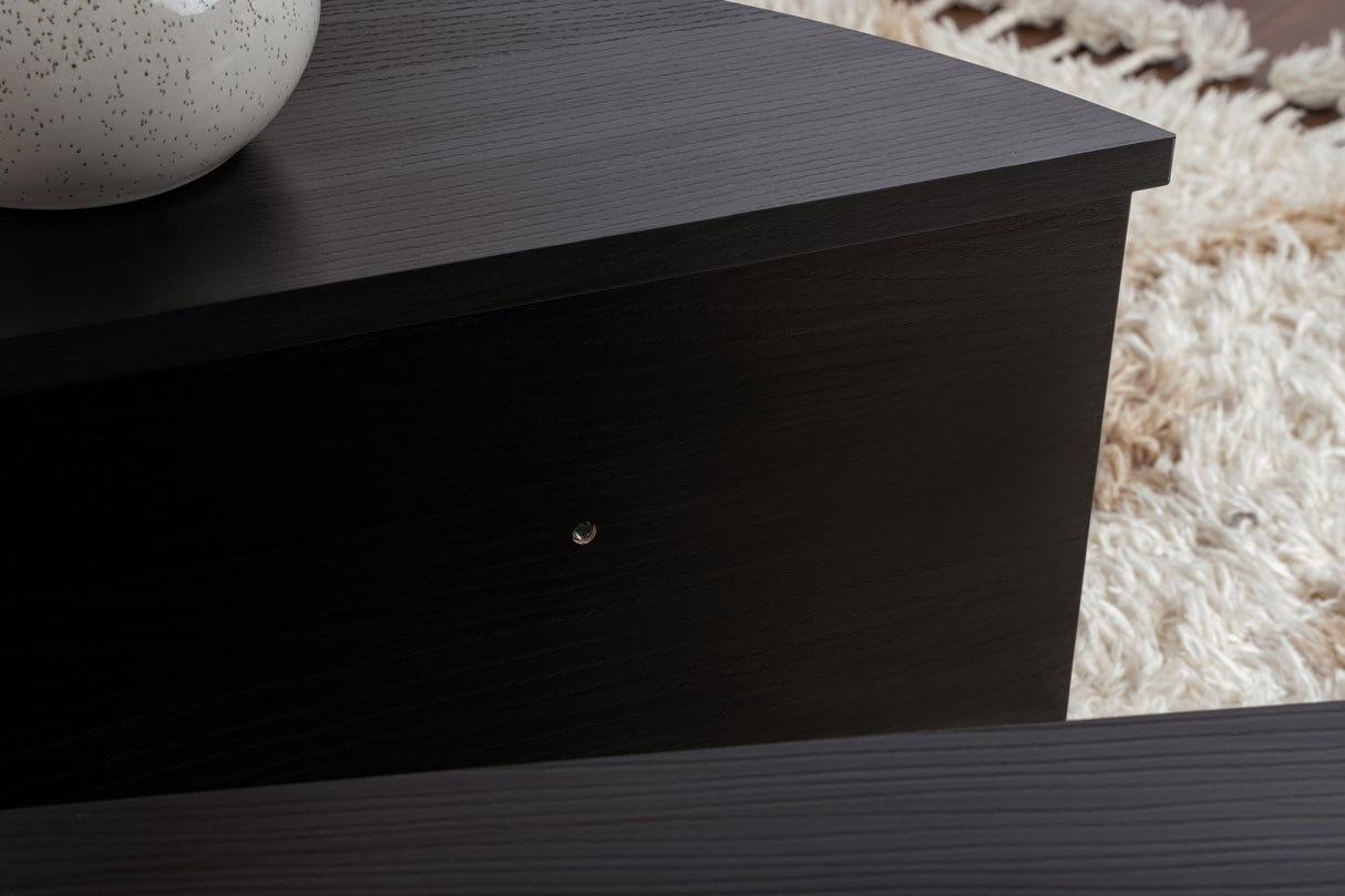 Ronde Salontafel Zwart Getrapt Melamine 85 cm Orin