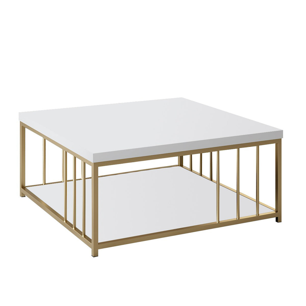 Vierkante Salontafel Wit Zenn 90x90 - Gouden Frame