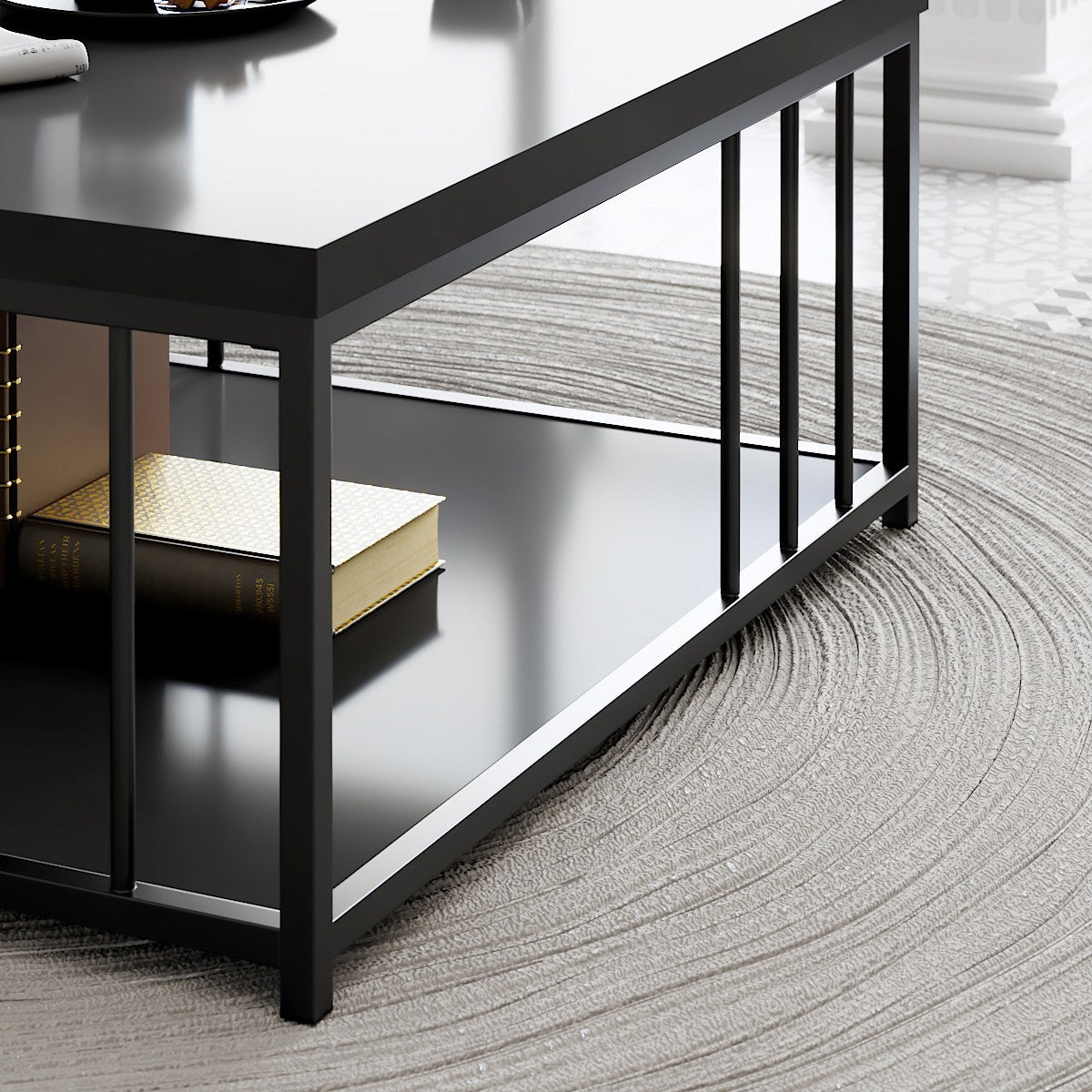 Vierkante Salontafel Antraciet Zenn 90x90 - Zwart Frame