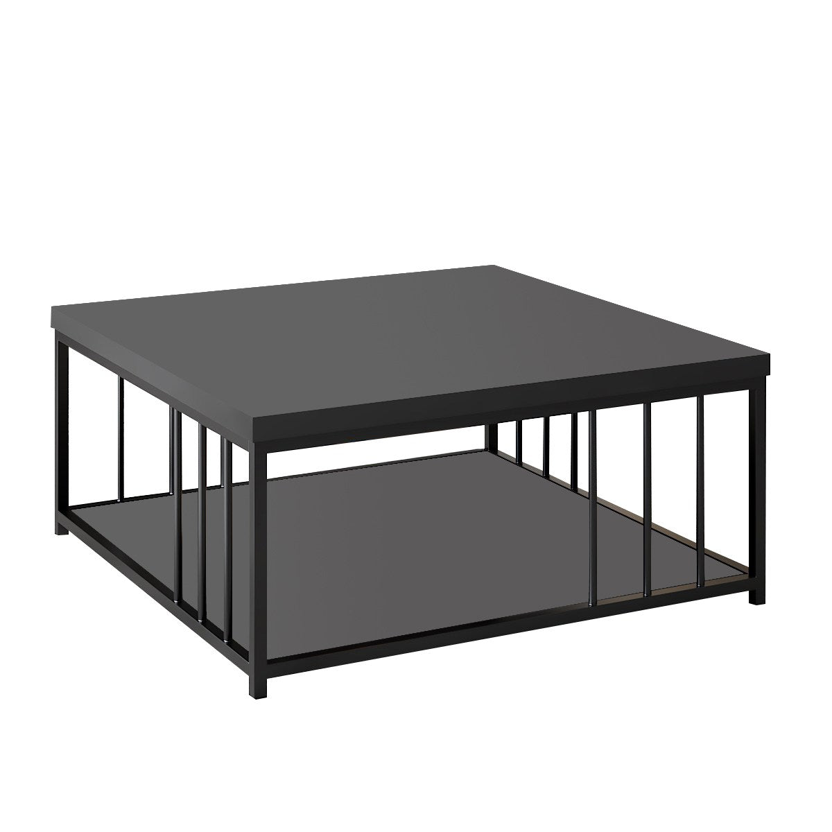 Vierkante Salontafel Antraciet Zenn 90x90 - Zwart Frame