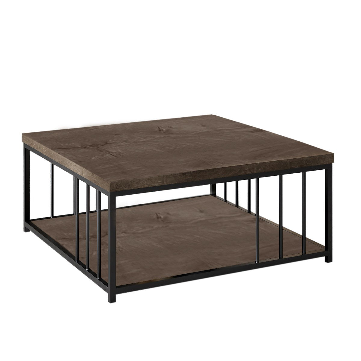 Vierkante Salontafel Walnoot Zenn 90x90 - Zwart Frame