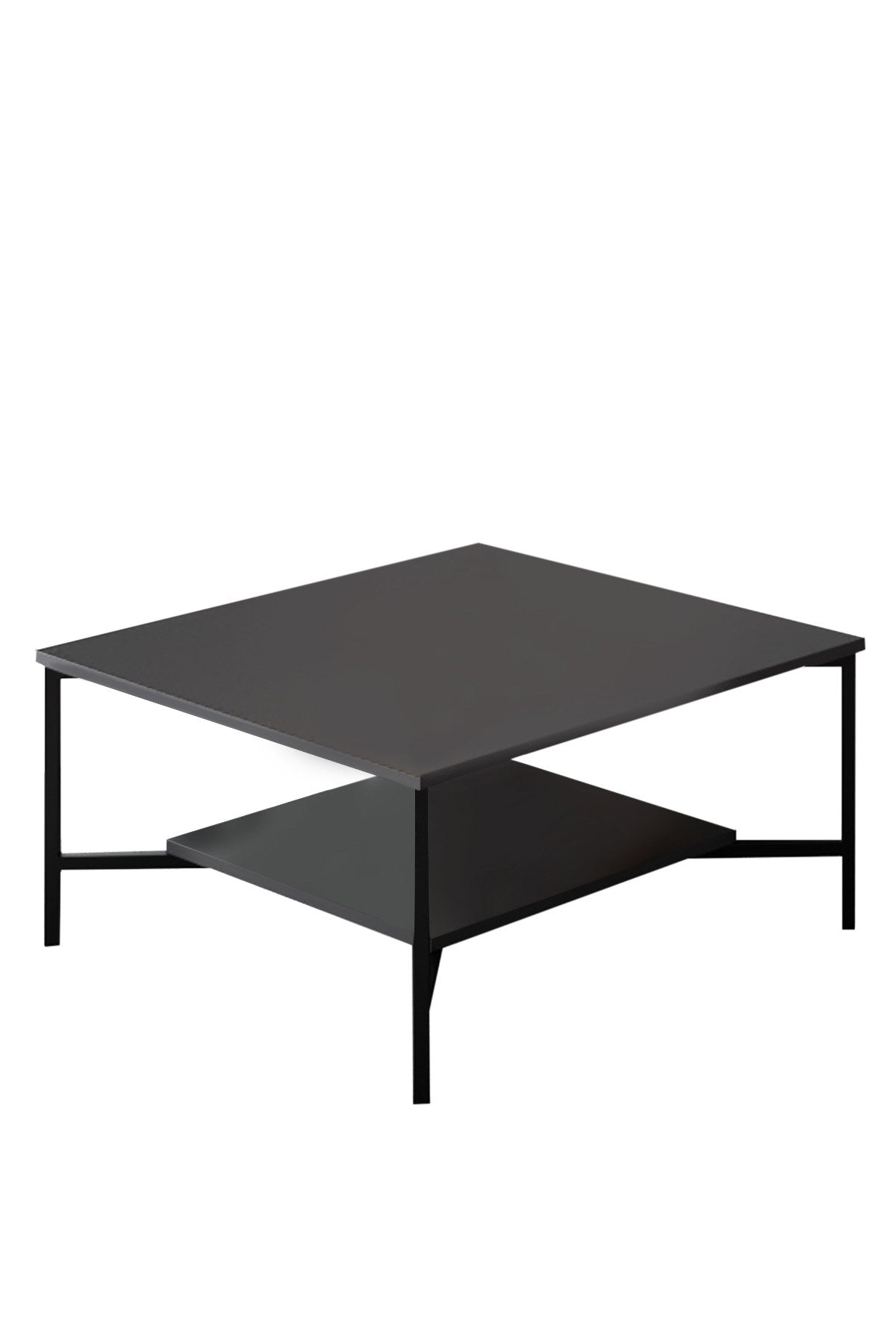 Vierkante Salontafel Antraciet Black Line 80x80 - Zwart Frame