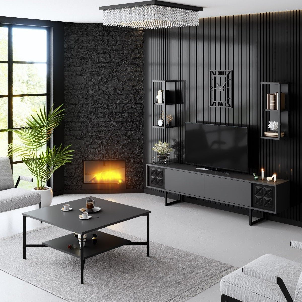 Meubelset Antraciet-Zwart - Black Line - Salontafel + TV Meubel