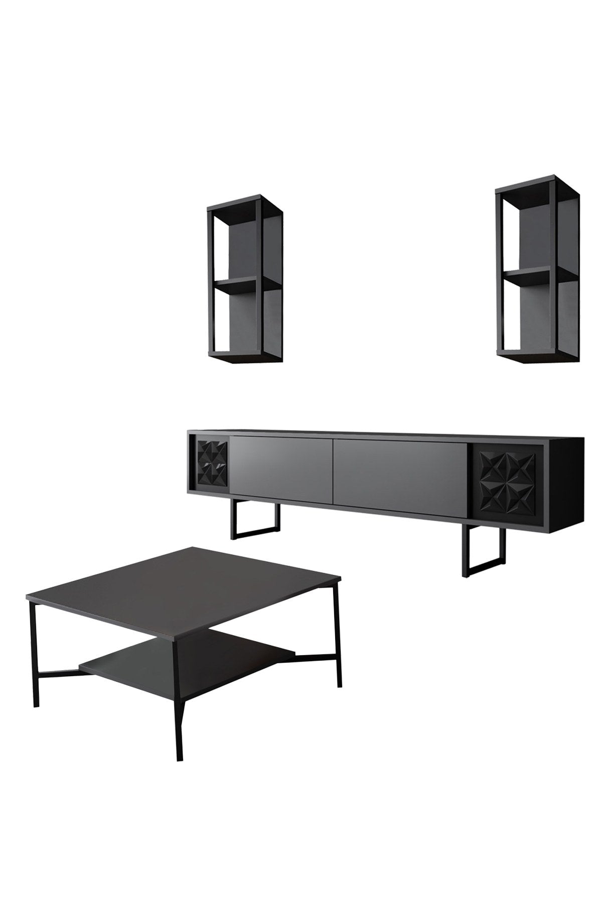Meubelset Antraciet-Zwart - Black Line - Salontafel + TV Meubel