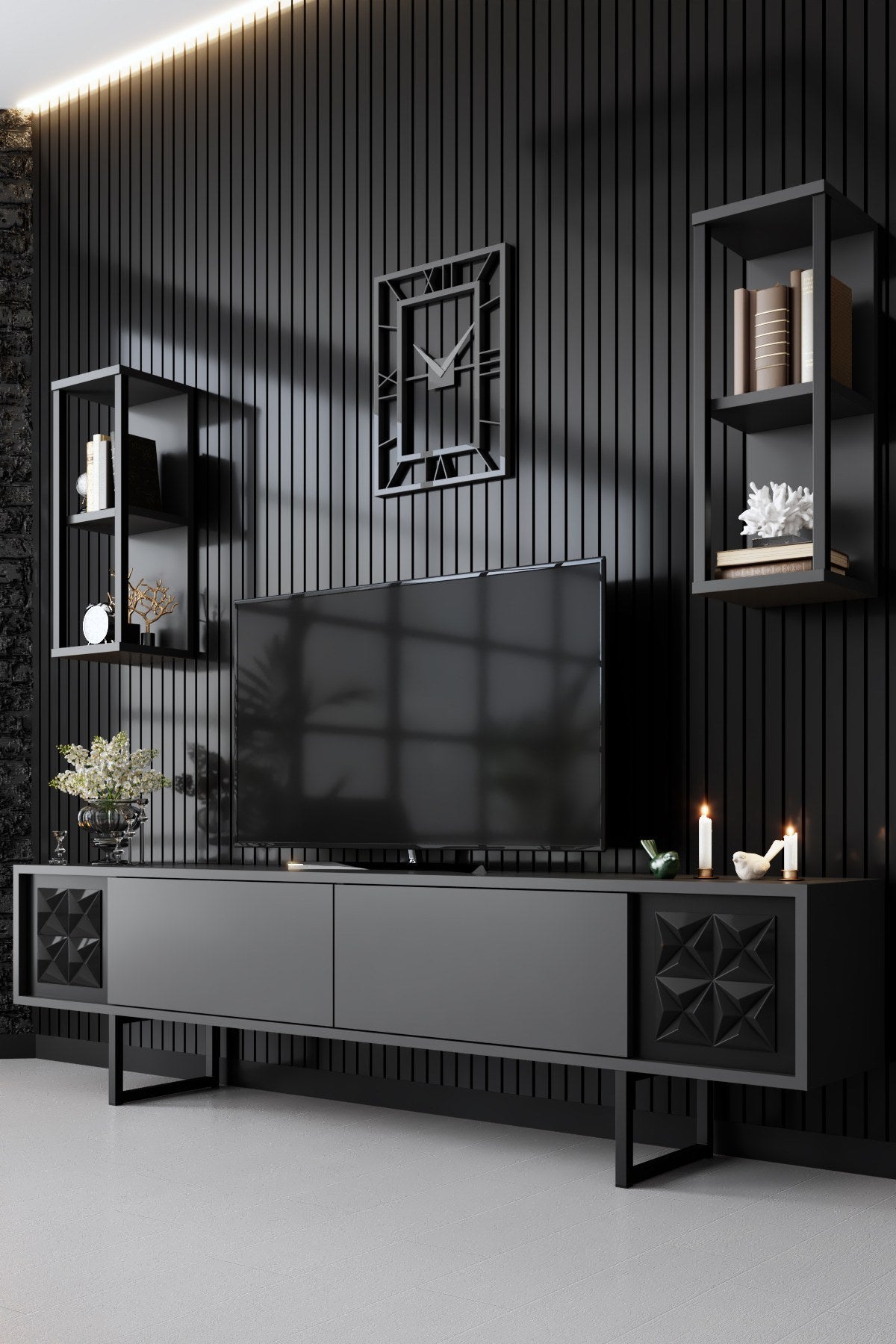 Meubelset Antraciet-Zwart - Black Line - Salontafel + TV Meubel