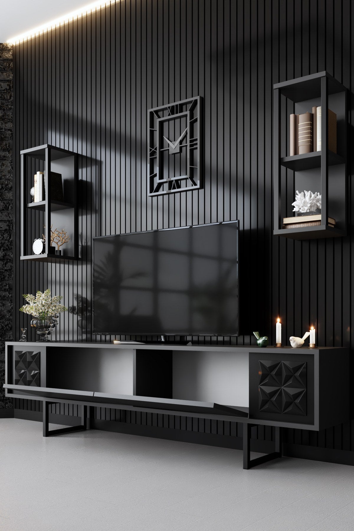 Meubelset Antraciet-Zwart - Black Line - Salontafel + TV Meubel