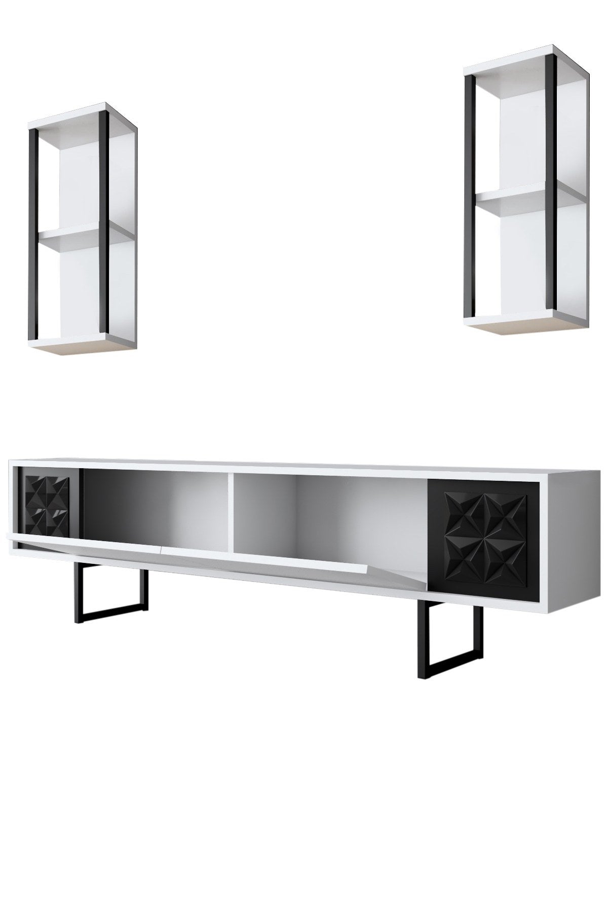 Meubelset Wit-Zwart - Black Line - Salontafel + TV Meubel