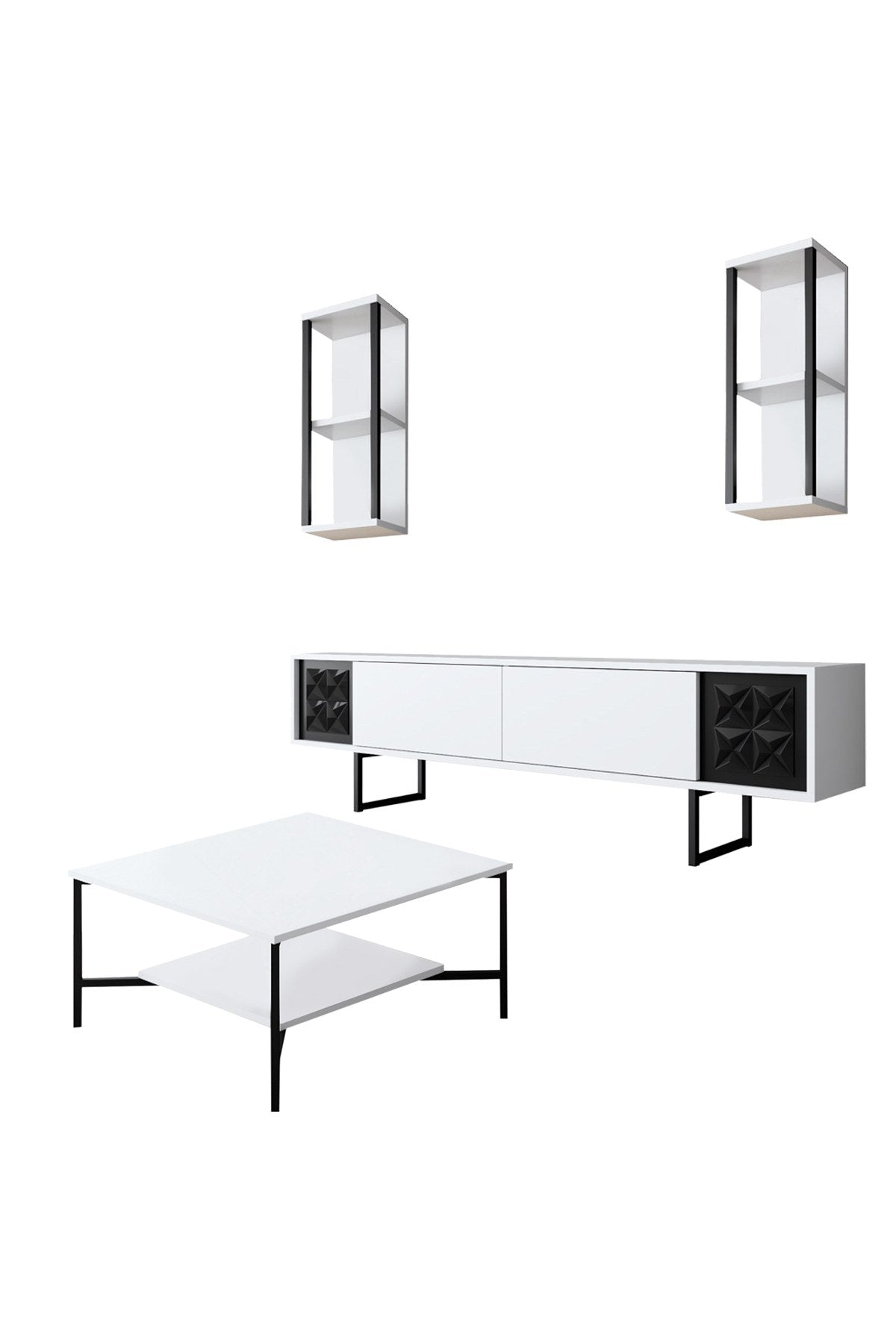 Meubelset Wit-Zwart - Black Line - Salontafel + TV Meubel