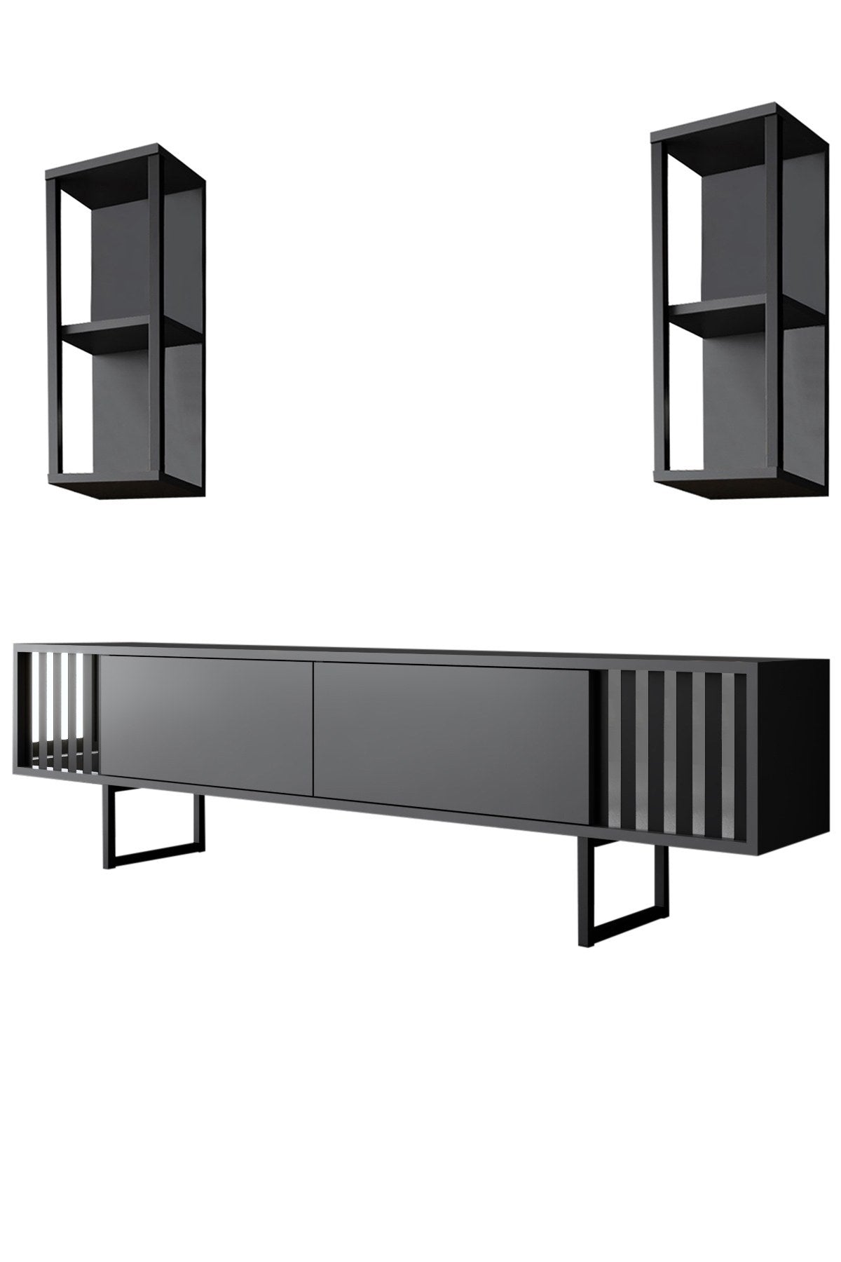 Meubelset Antraciet-Zwart - Chrome Line - Salontafel + TV Meubel