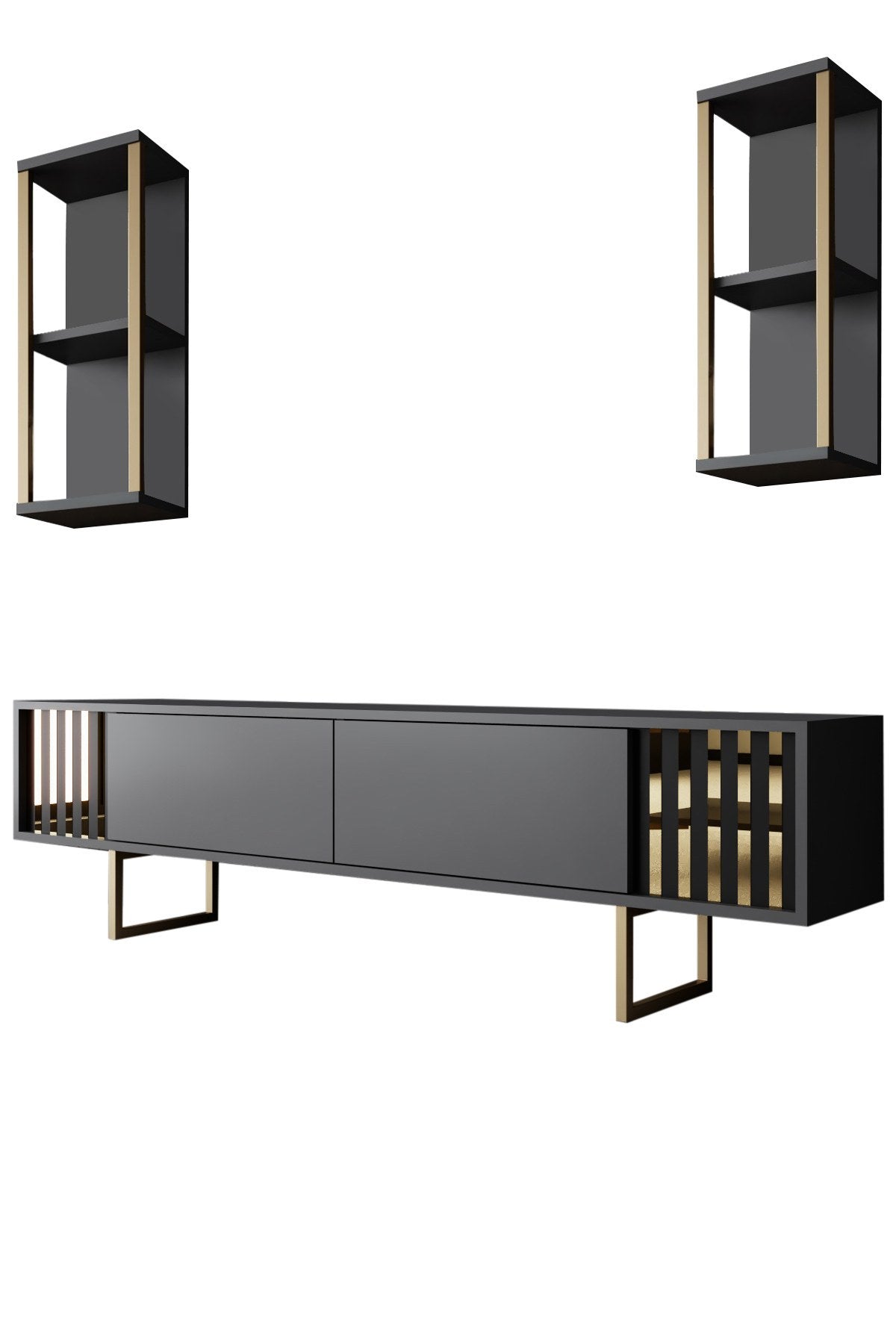 Meubelset Antraciet-Goud - Gold Line - Salontafel + TV Meubel