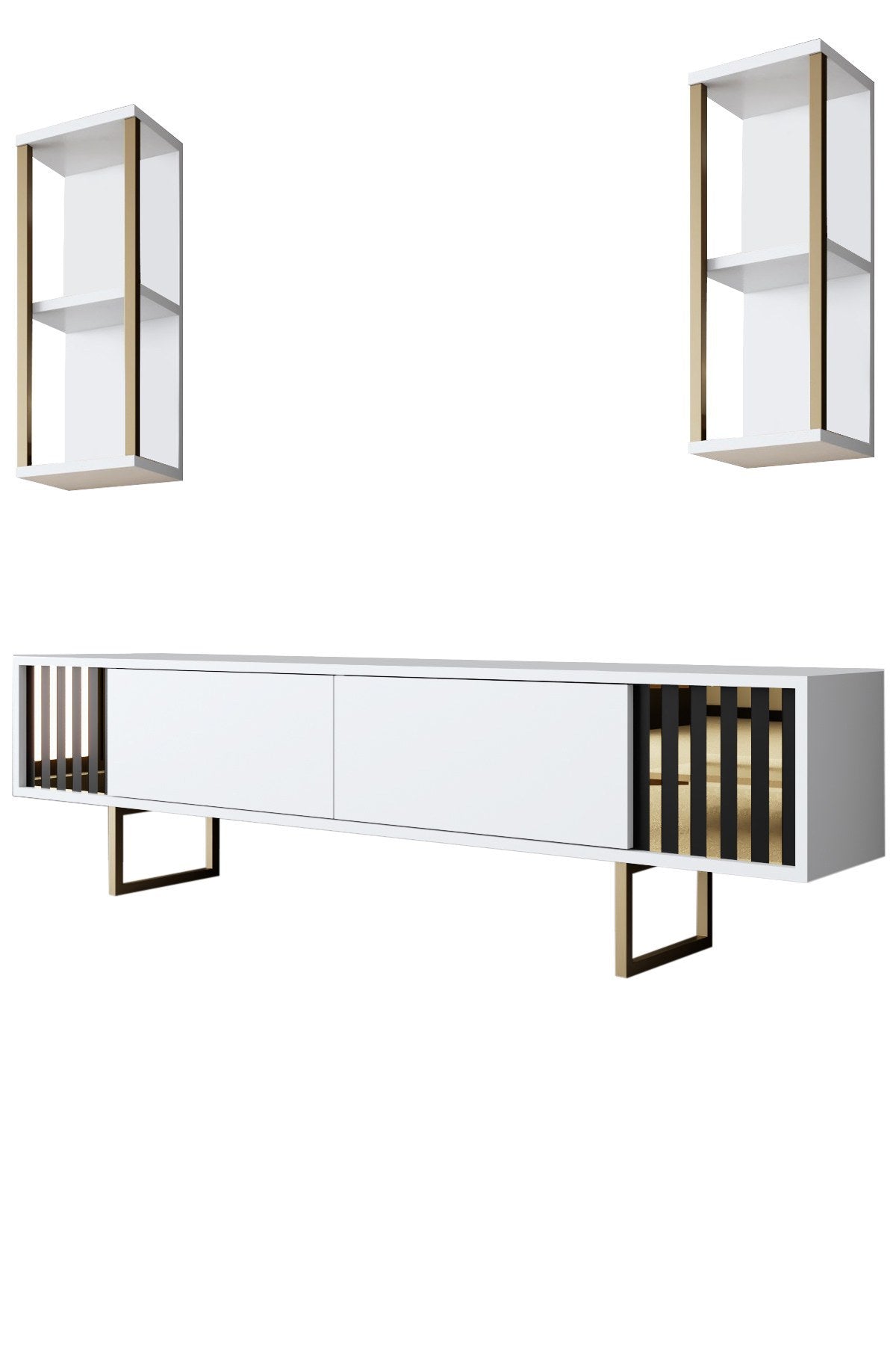 Meubelset Wit-Goud - Gold Line - Salontafel + TV Meubel