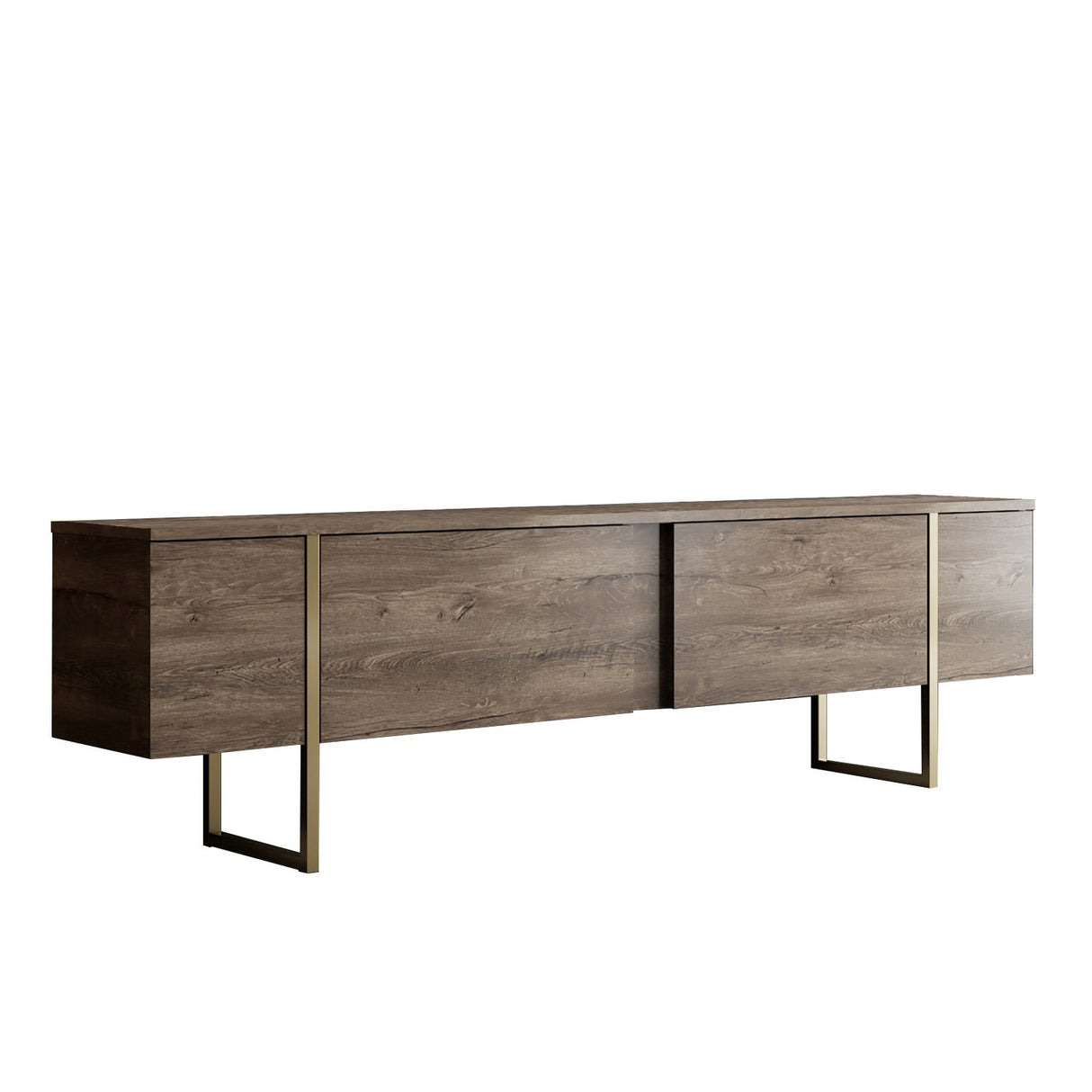 Meubelset Walnoot Luxe - Salontafel + TV Meubel - Gouden Frame