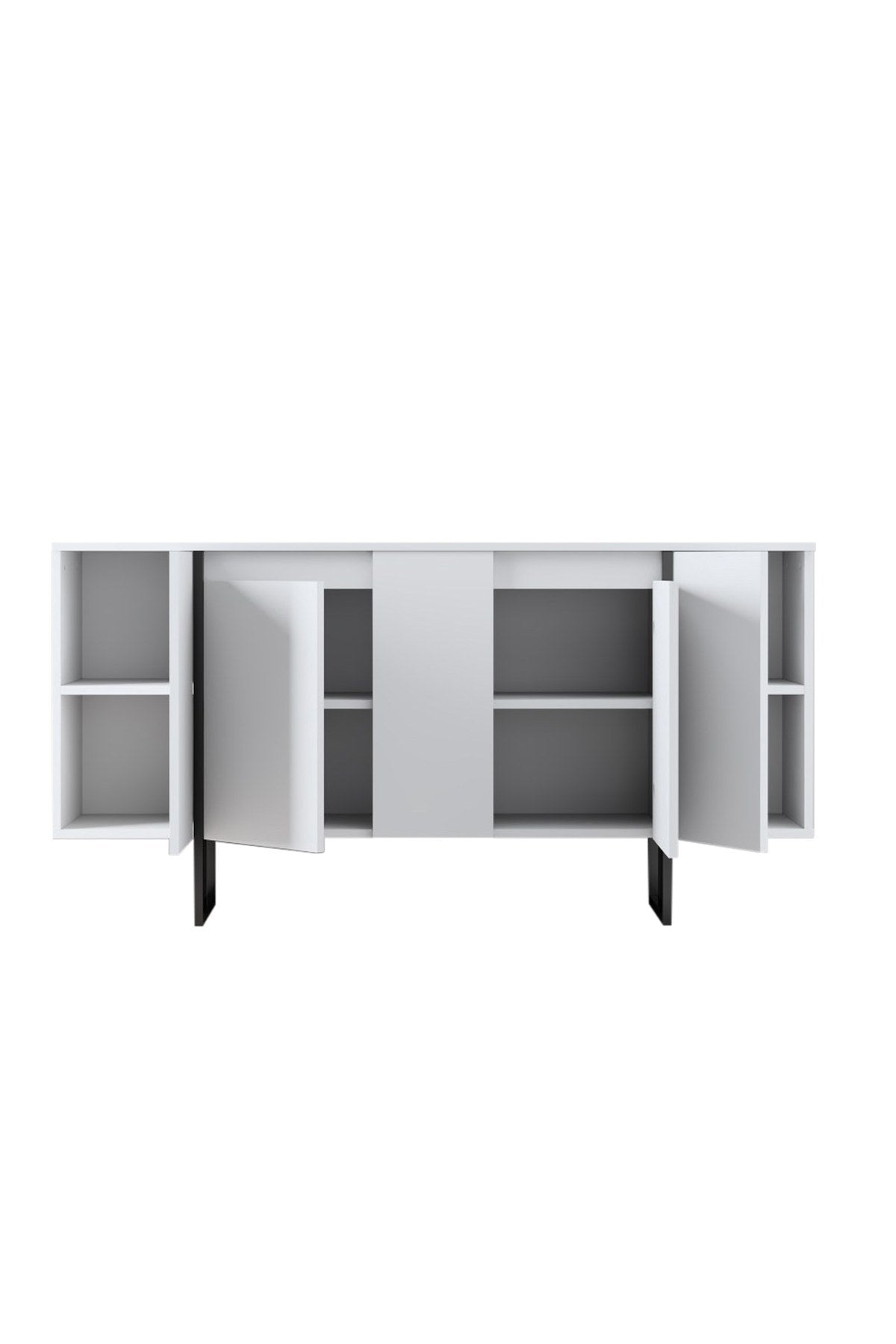Modern Dressoir Wit Luxe 160x80x35 - Zwart Frame