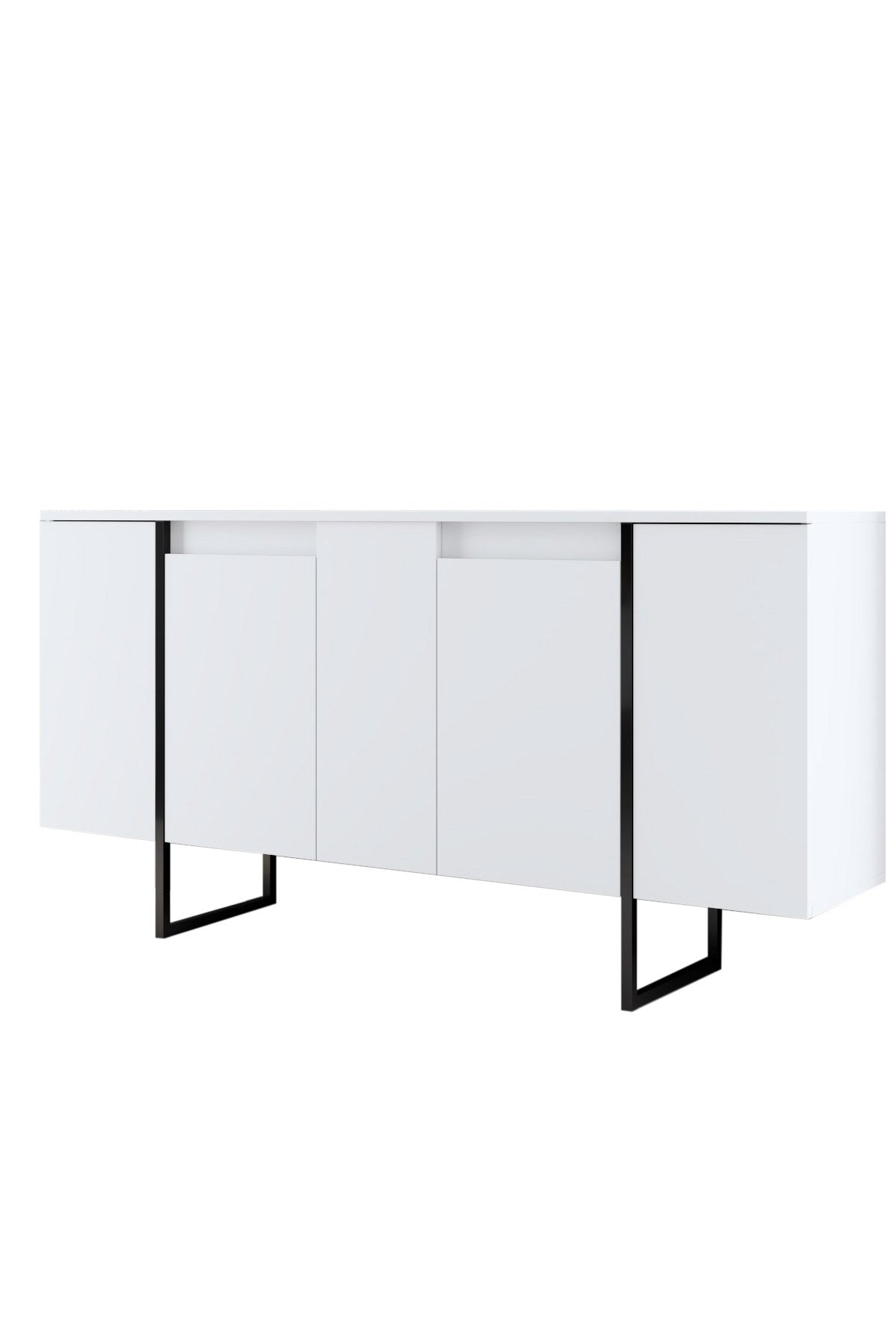 Modern Dressoir Wit Luxe 160x80x35 - Zwart Frame