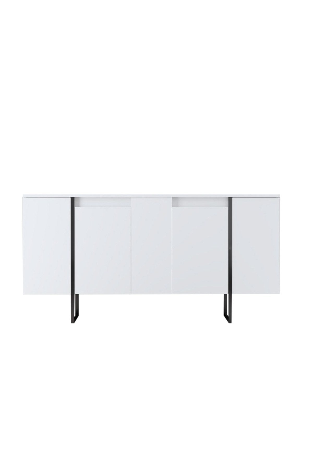 Modern Dressoir Wit Luxe 160x80x35 - Zwart Frame