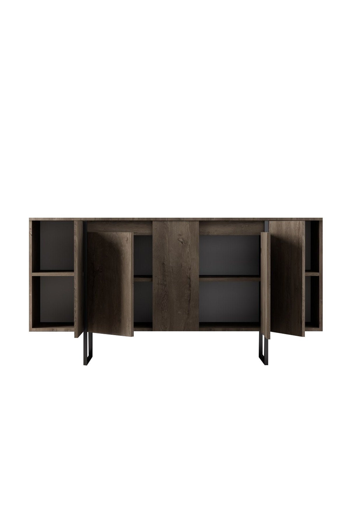 Modern Dressoir Walnoot Luxe 160x80x35 - Zwart Frame