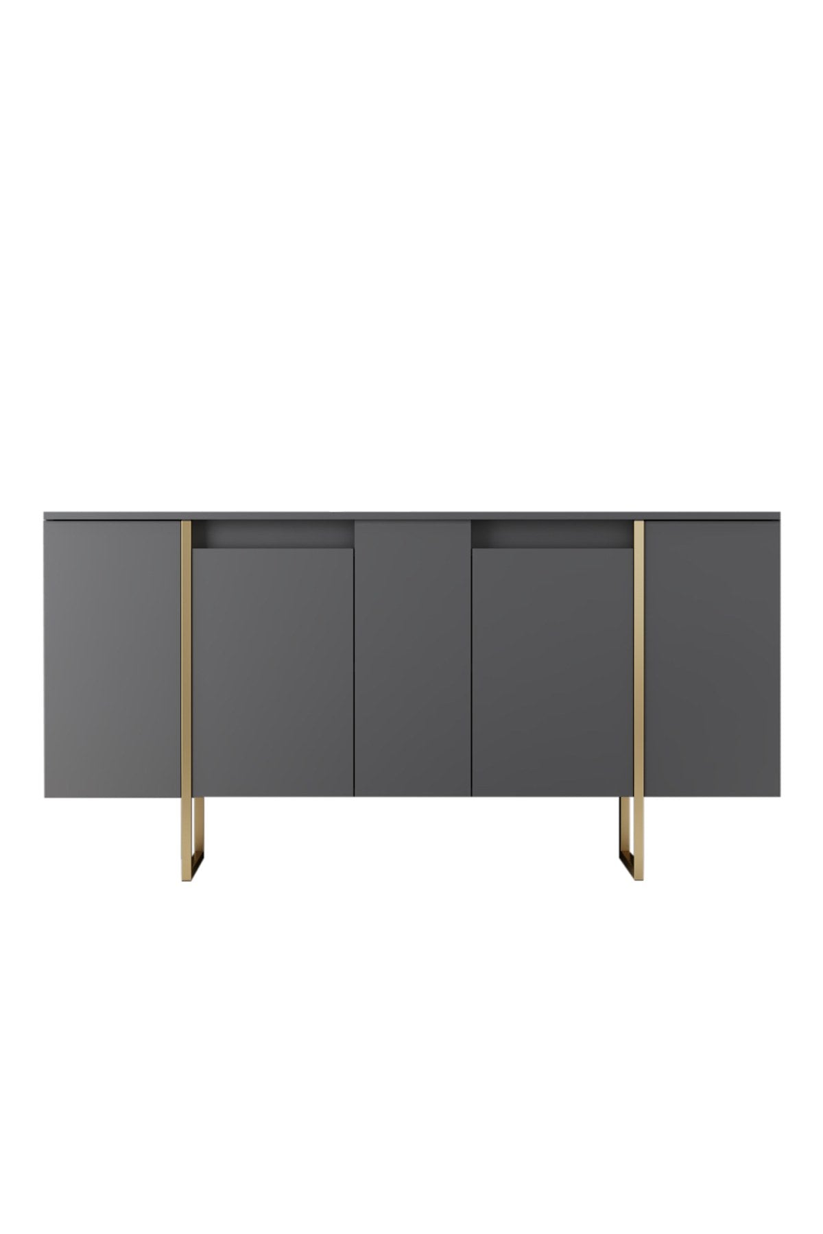 Modern Dressoir Antraciet Luxe 160x80x35 - Gouden Frame