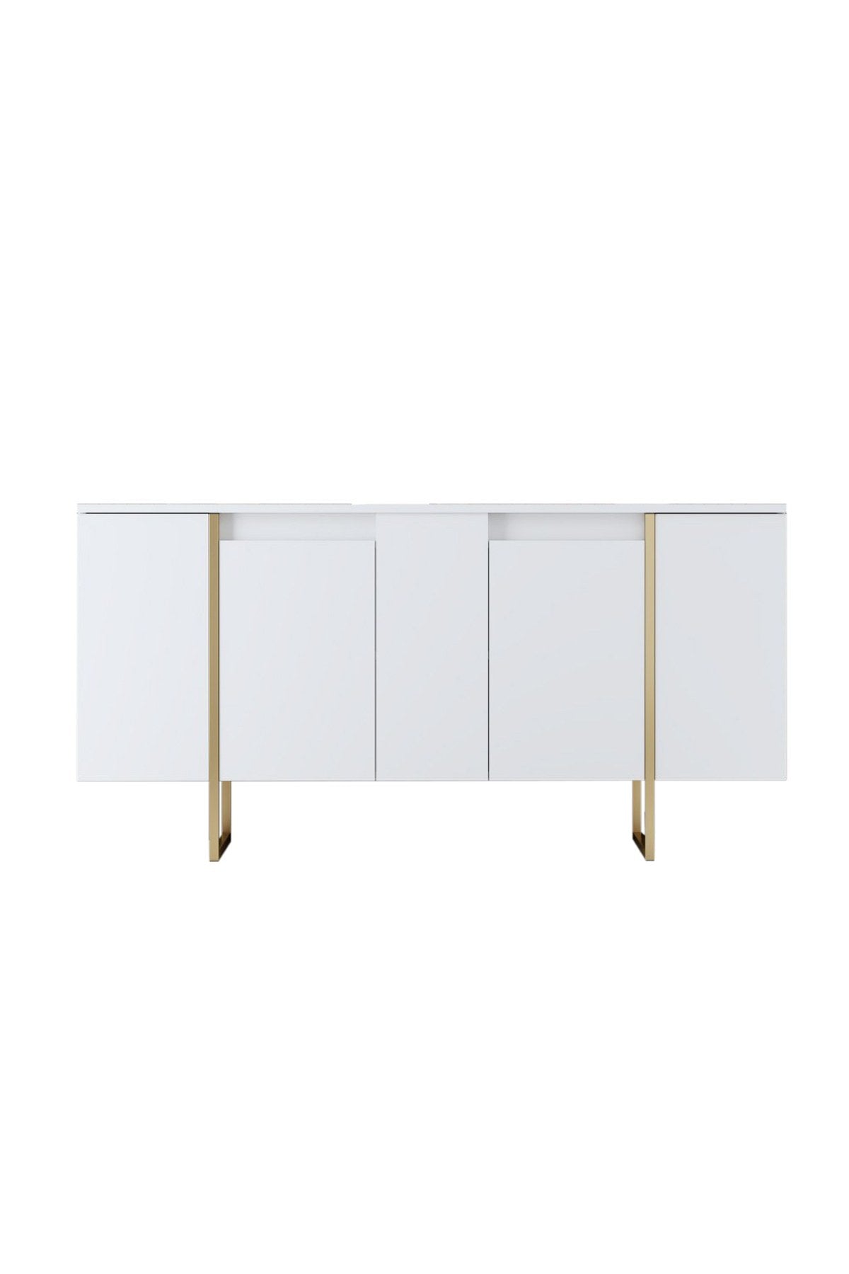 Modern Dressoir Wit Luxe 160x80x35 - Gouden Frame