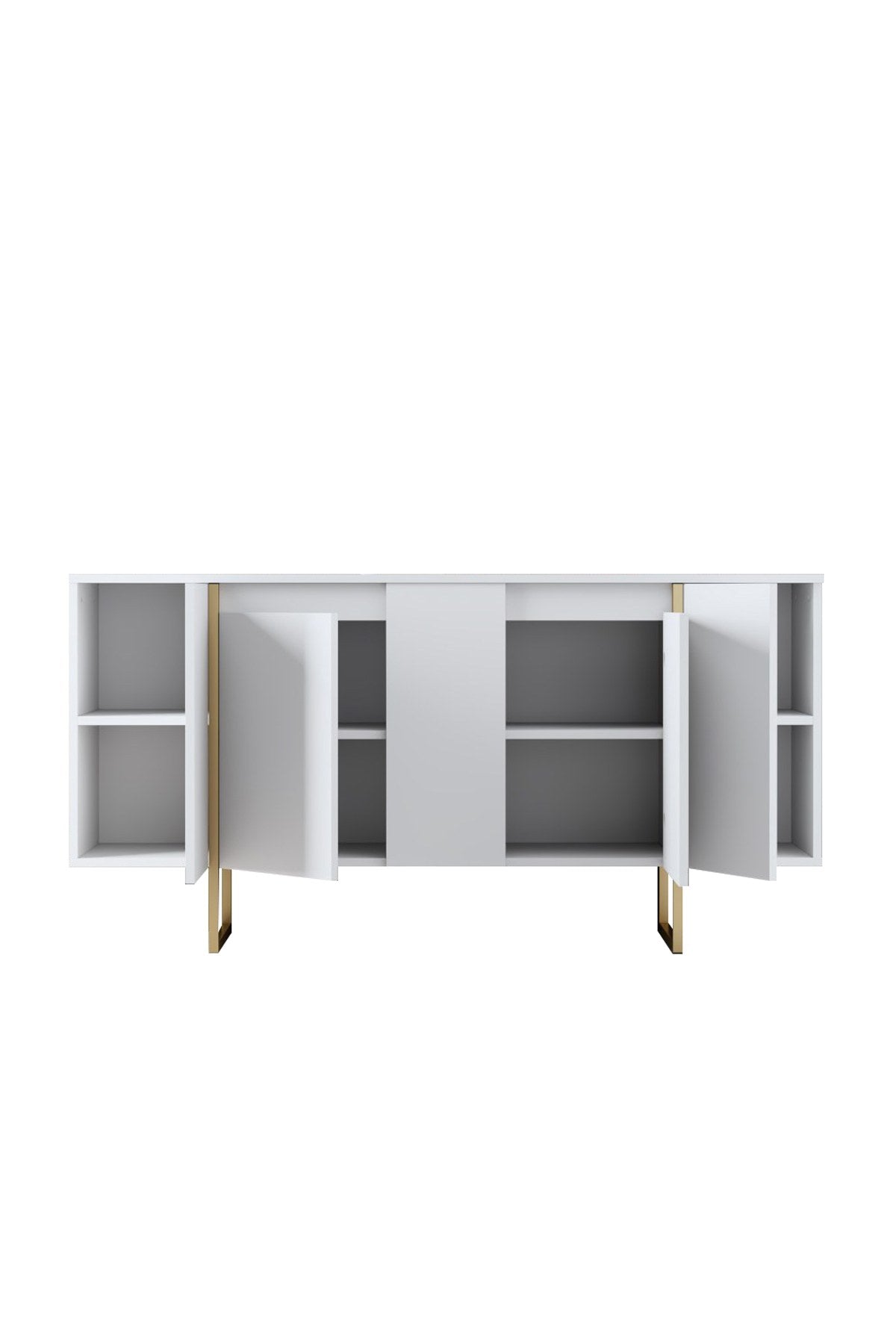 Modern Dressoir Wit Luxe 160x80x35 - Gouden Frame